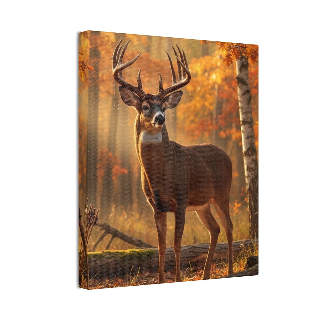 Autumn Forest Buck Canvas Wall Art — Stretched Deer Print
