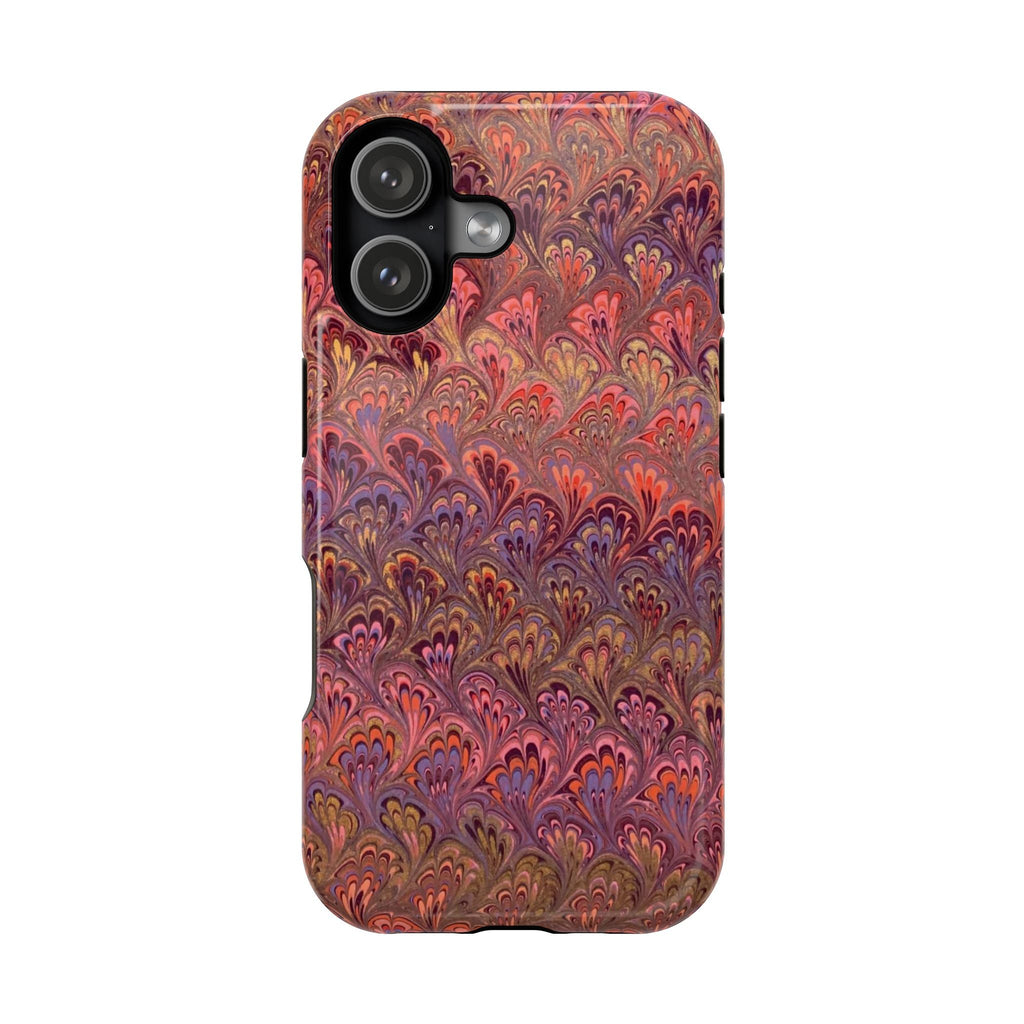 Red, Burgundy, Lavender, and Gold - Mag Safe Marble iPhone Case - Impact-Resistant Dual Layer