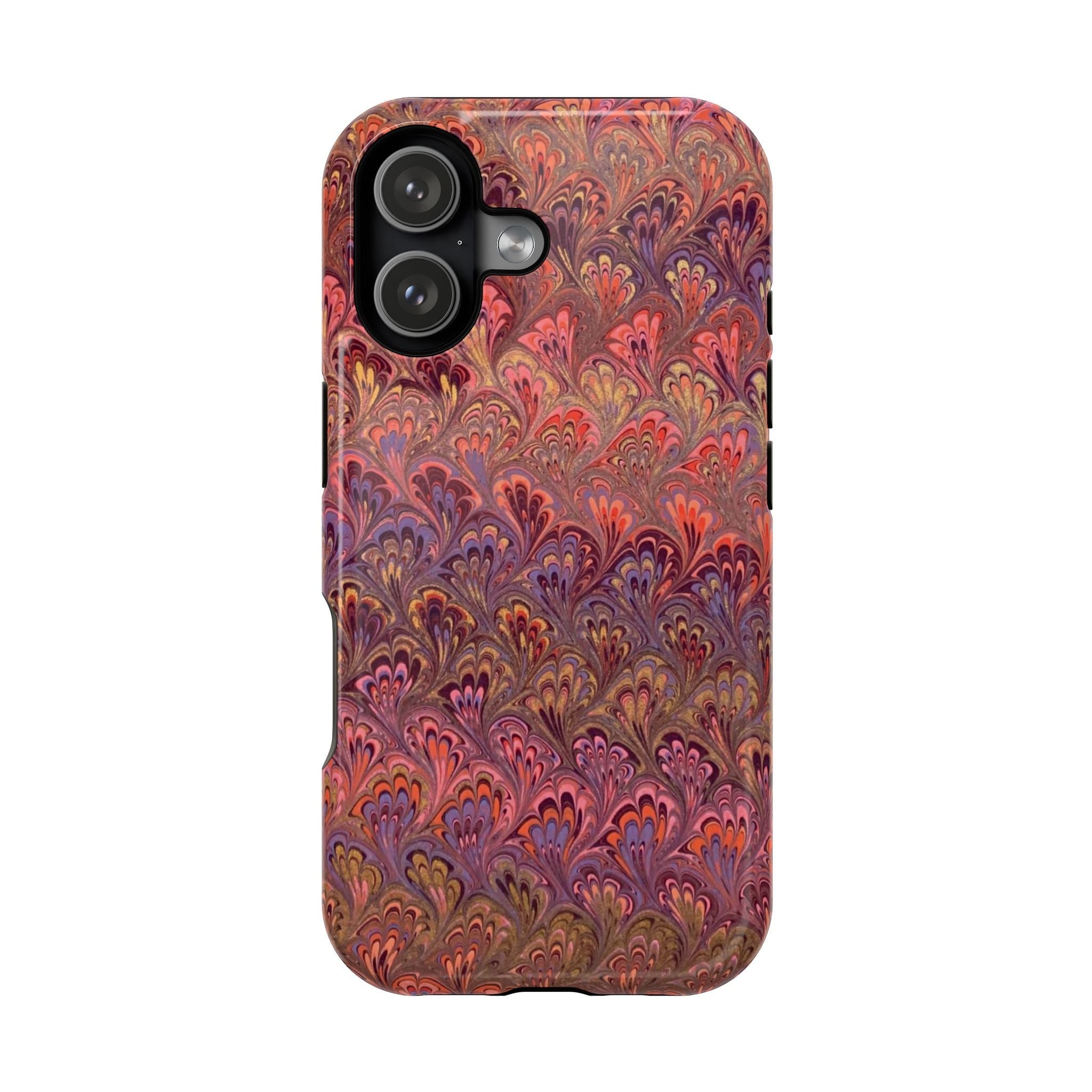 Red, Burgundy, Lavender, and Gold - Mag Safe Marble iPhone Case - Impact-Resistant Dual Layer