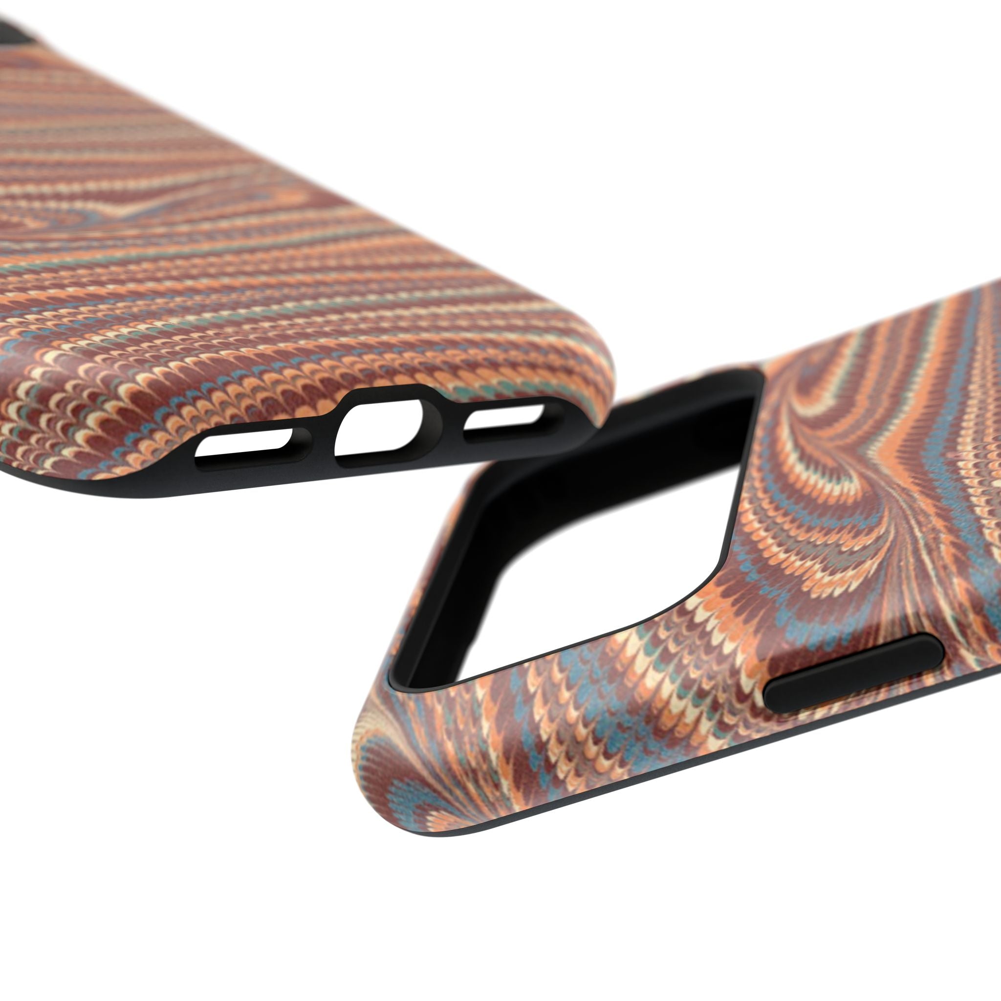 Neutrals Burgundy, Beige, Rust Hues Italian Vintage Marble Design Phone Case for Apple + Samsung