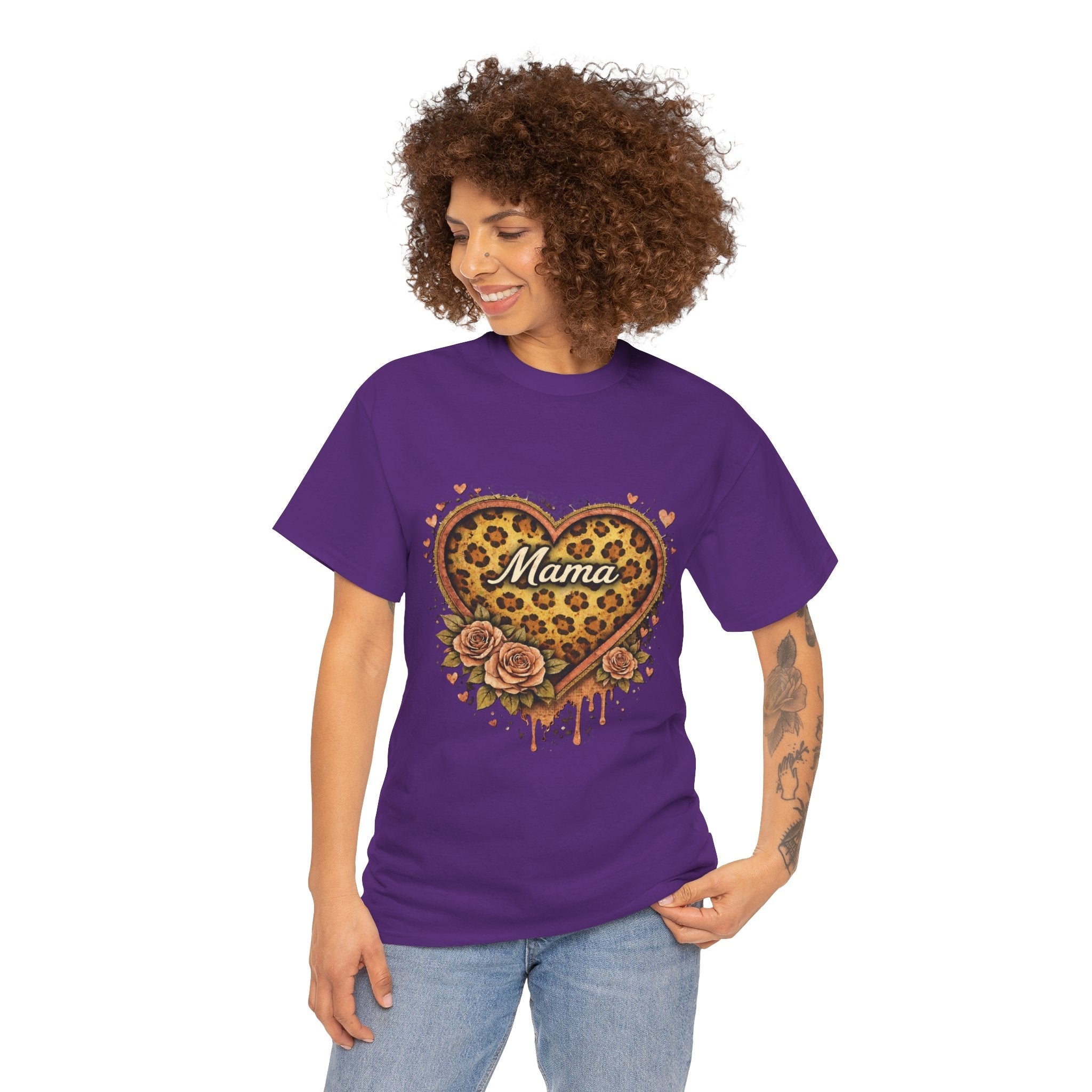 Mama Leopard Heart T-Shirt – Floral Tribal Mother's Day Tee
