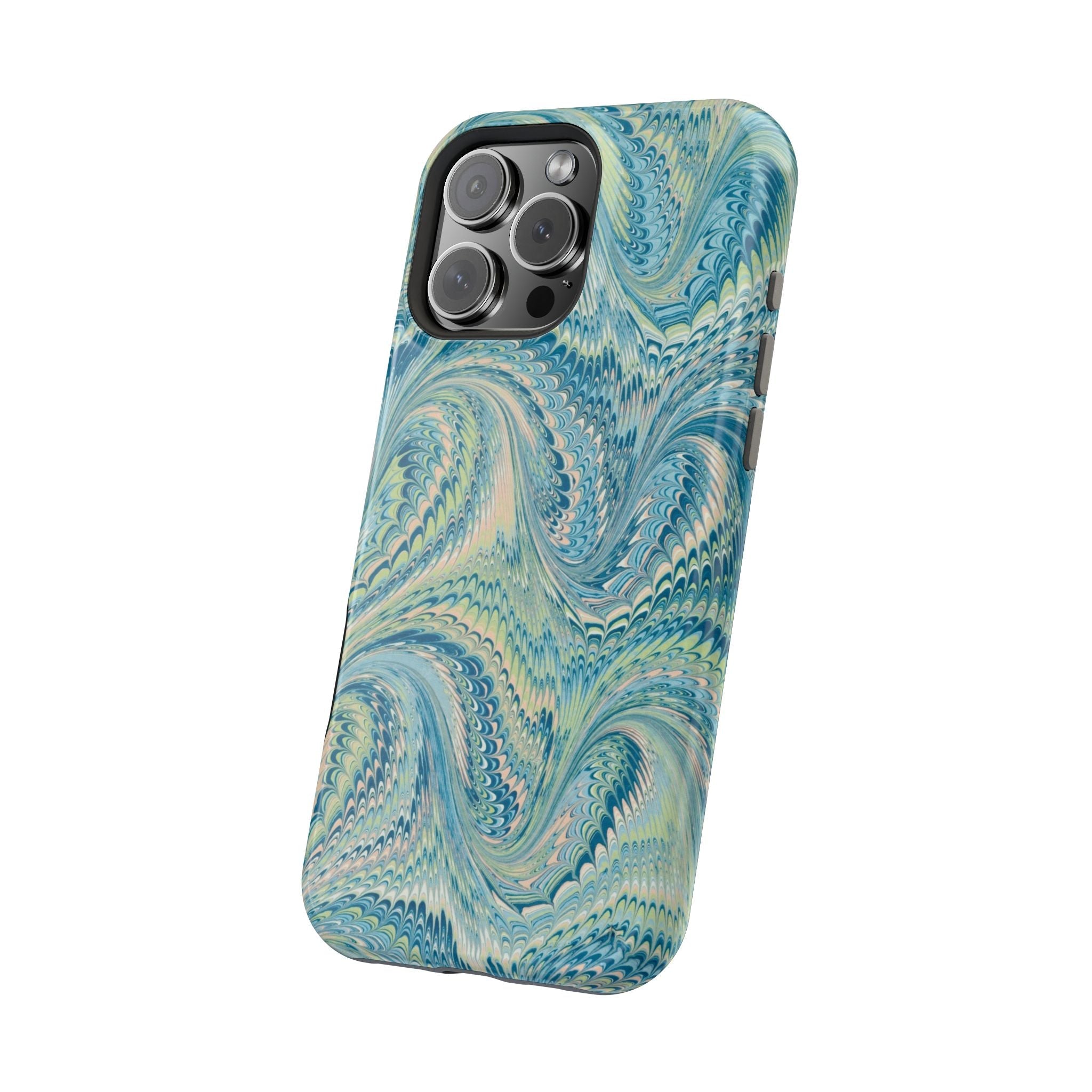 Aqua + Green Marble Phone Case - Impact-Resistant MAG SAFE - Dual Cover Design