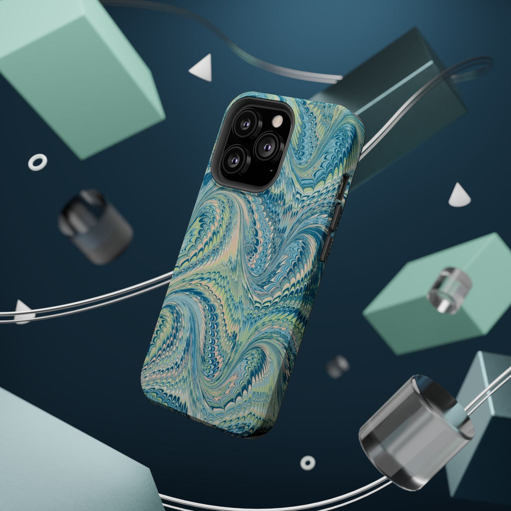 Aqua + Green Marble Phone Case - Impact-Resistant MAG SAFE - Dual Cover Design