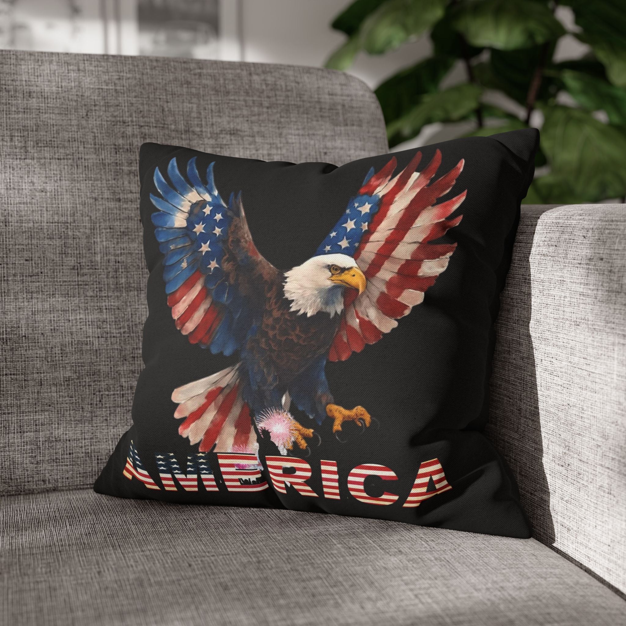 Patriotic Eagle Throw Pillowcase