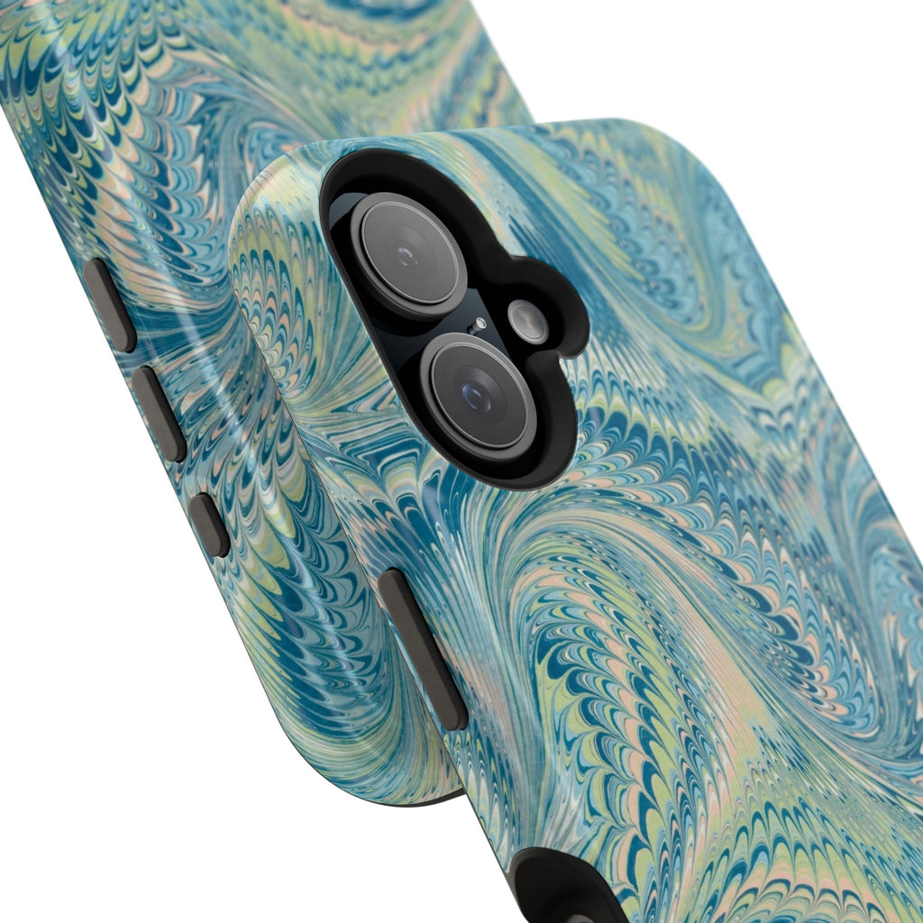 Aqua + Green Marble Phone Case - Impact-Resistant MAG SAFE - Dual Cover Design