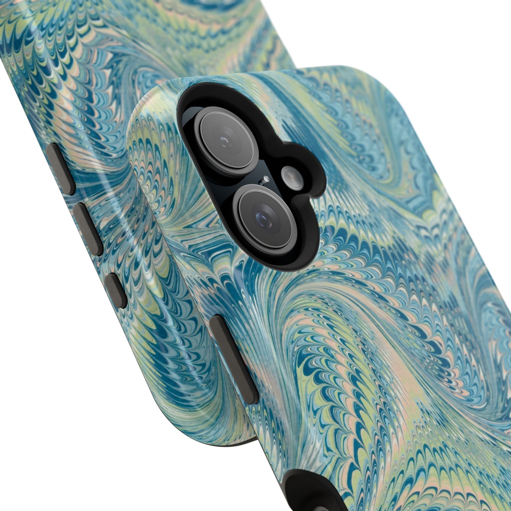 Aqua + Green Marble Phone Case - Impact-Resistant MAG SAFE - Dual Cover Design