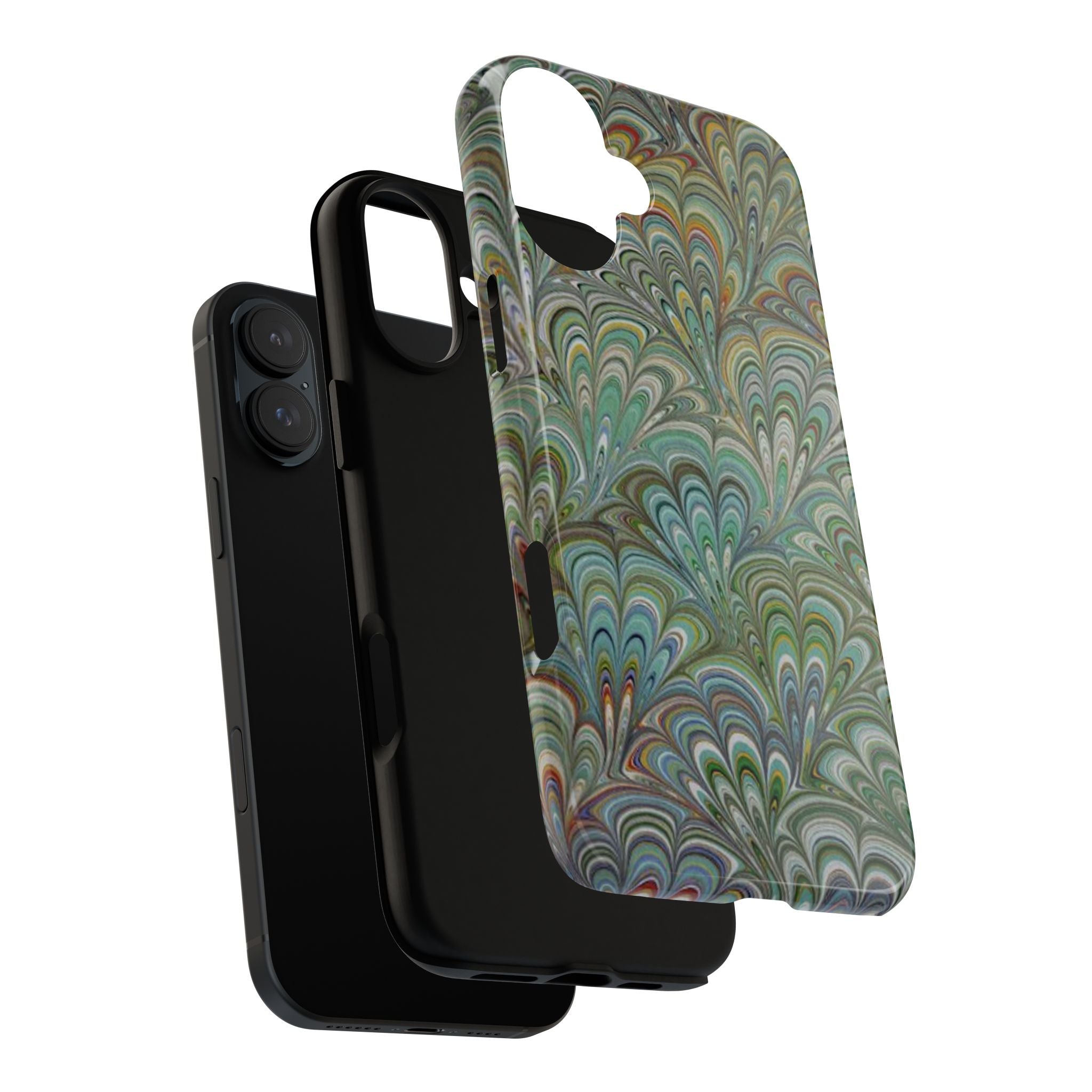 Green Marbled Peacock Durable Phone Case - Matte or Glossy