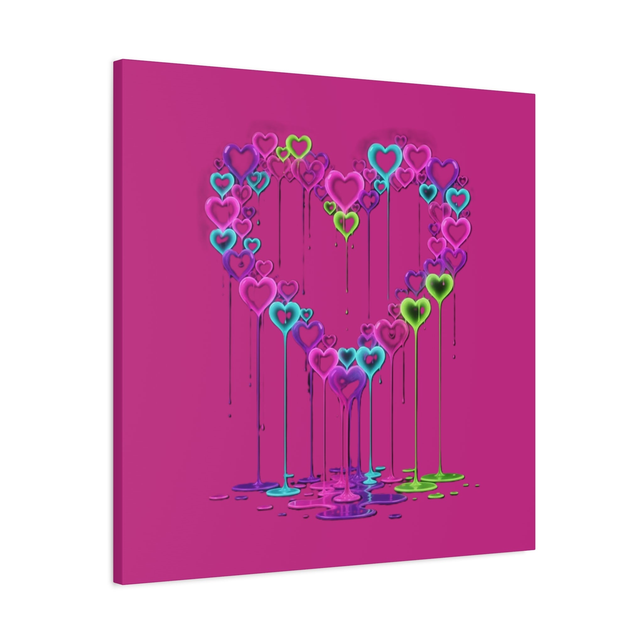 Dripping Neon Heart Canvas Art Valentines Decoration