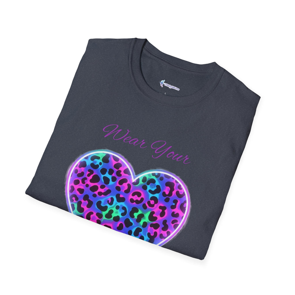 Heart Leopard Print T-Shirt - Wear Your Imagination - Colorful Animal Print Tee