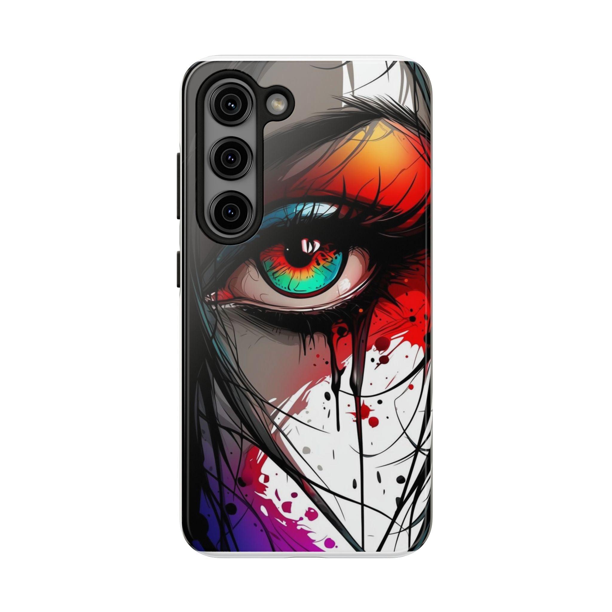 Girl Colorful Eye Painted Printed Tough Phone Case for iPhone & Samsung Galaxy - Artistic & Vibrant Design