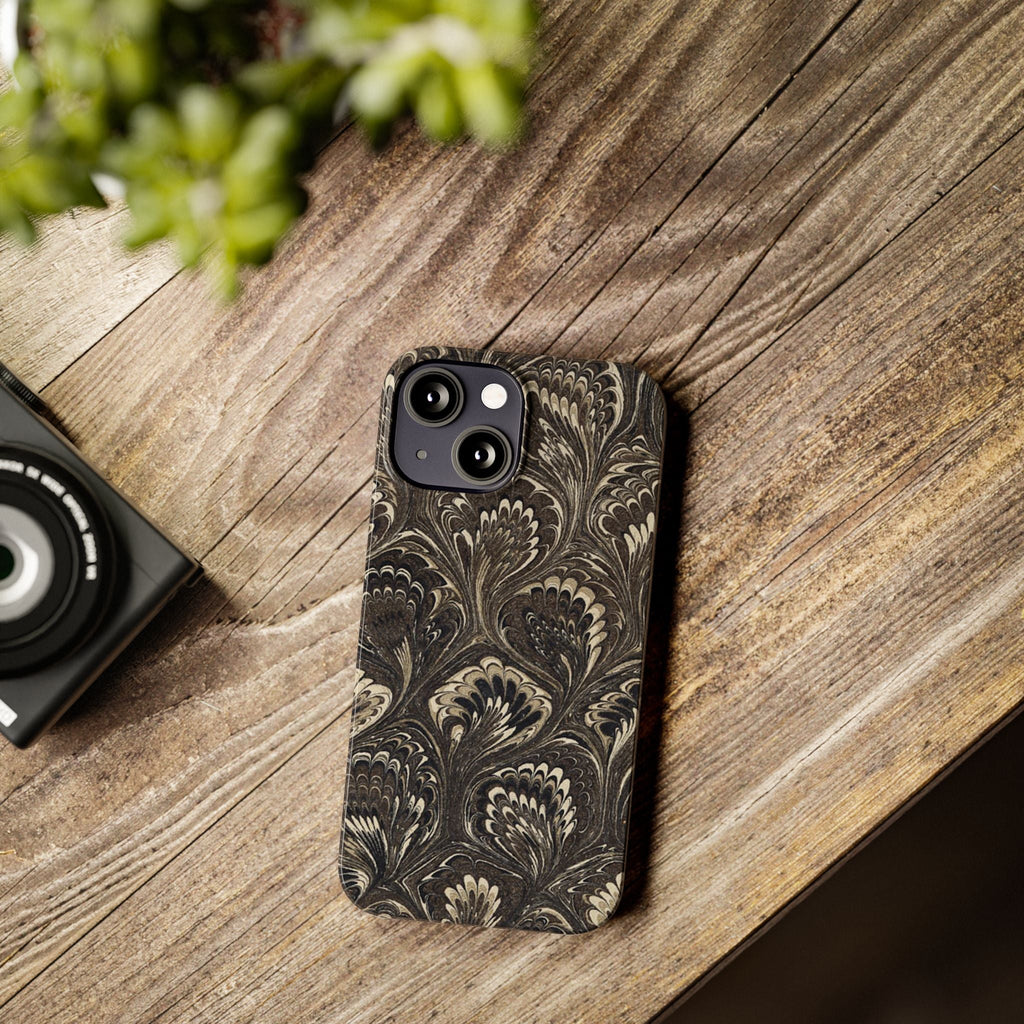 Black Italian Marble Design Slim iPhone 17 + all models Phone Cases