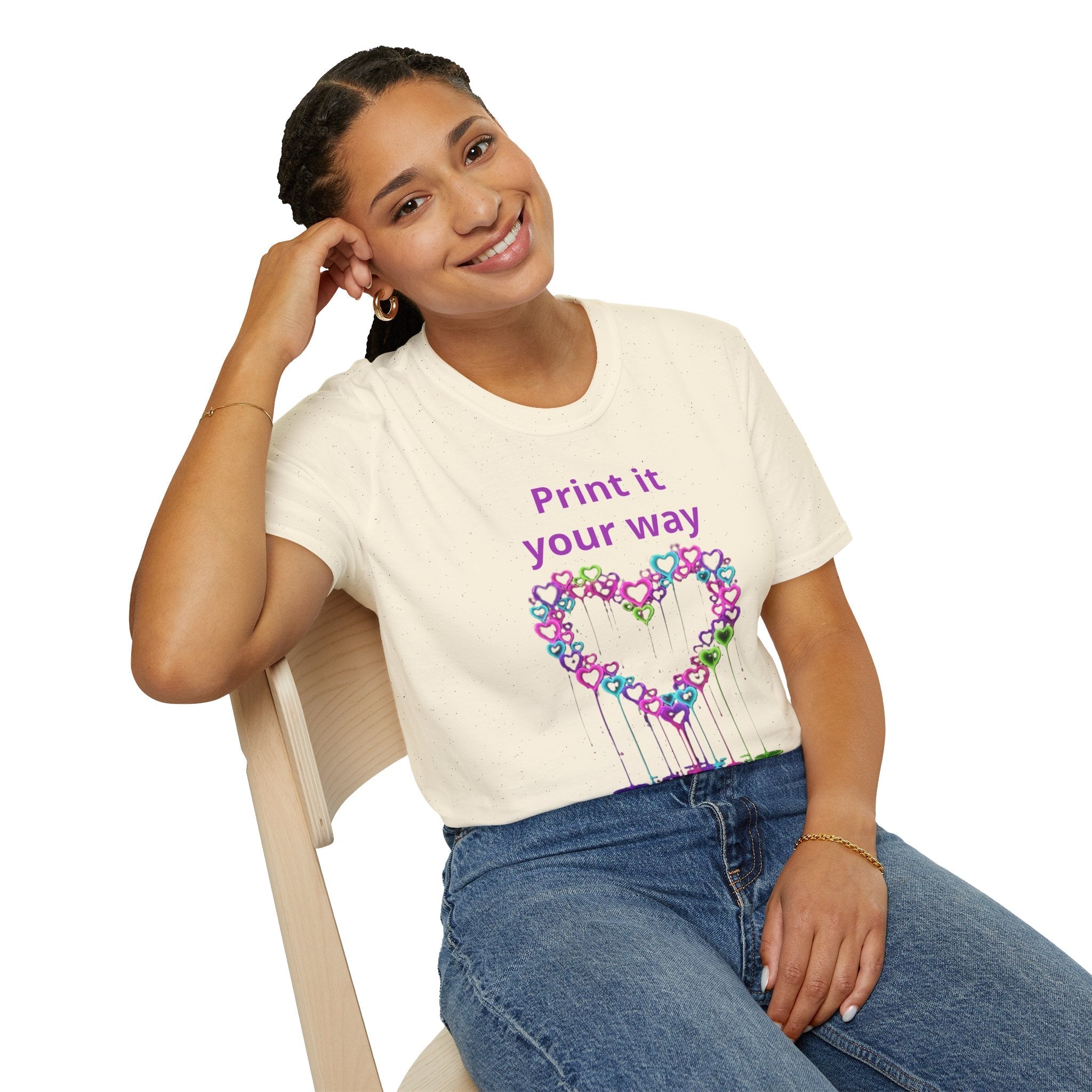 Print It Your Way Heart T-Shirt — Colorful Drip Heart Graphic Tee