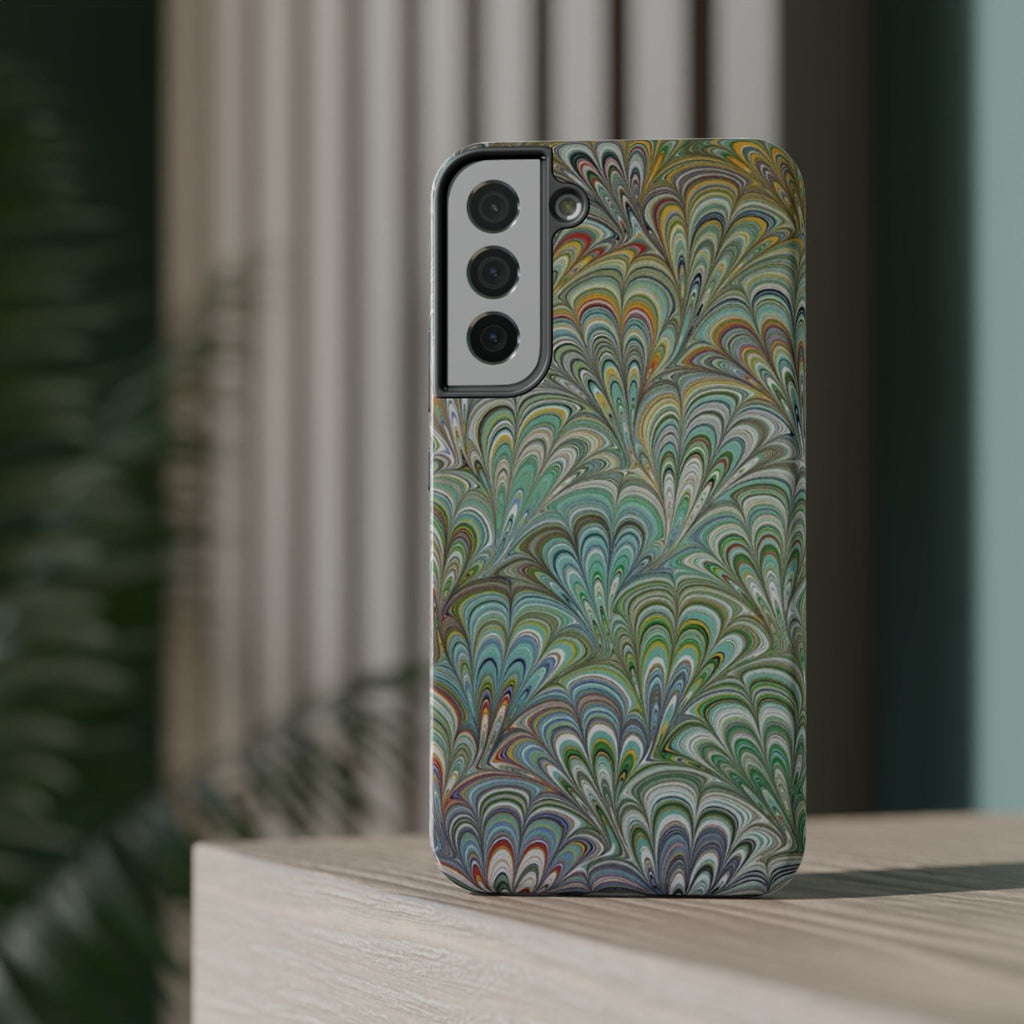 iPhone17 + All Models Phone Cases, Italian Peacock Feather Design, Stylish Impact-Resistant Shell, Protective Cover, Green Peacock Print