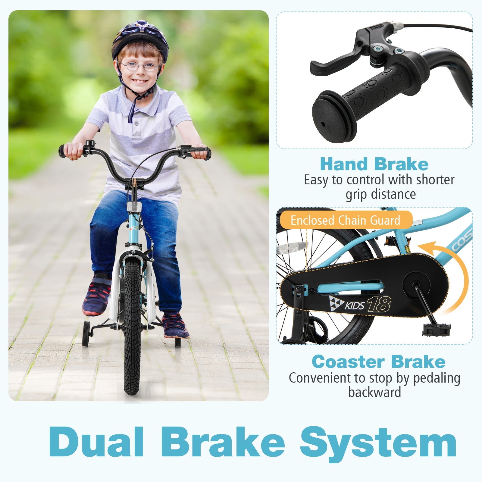 18-Inch Kids Bike for 4-8 Years Old Children Bicycle with Training Wheels