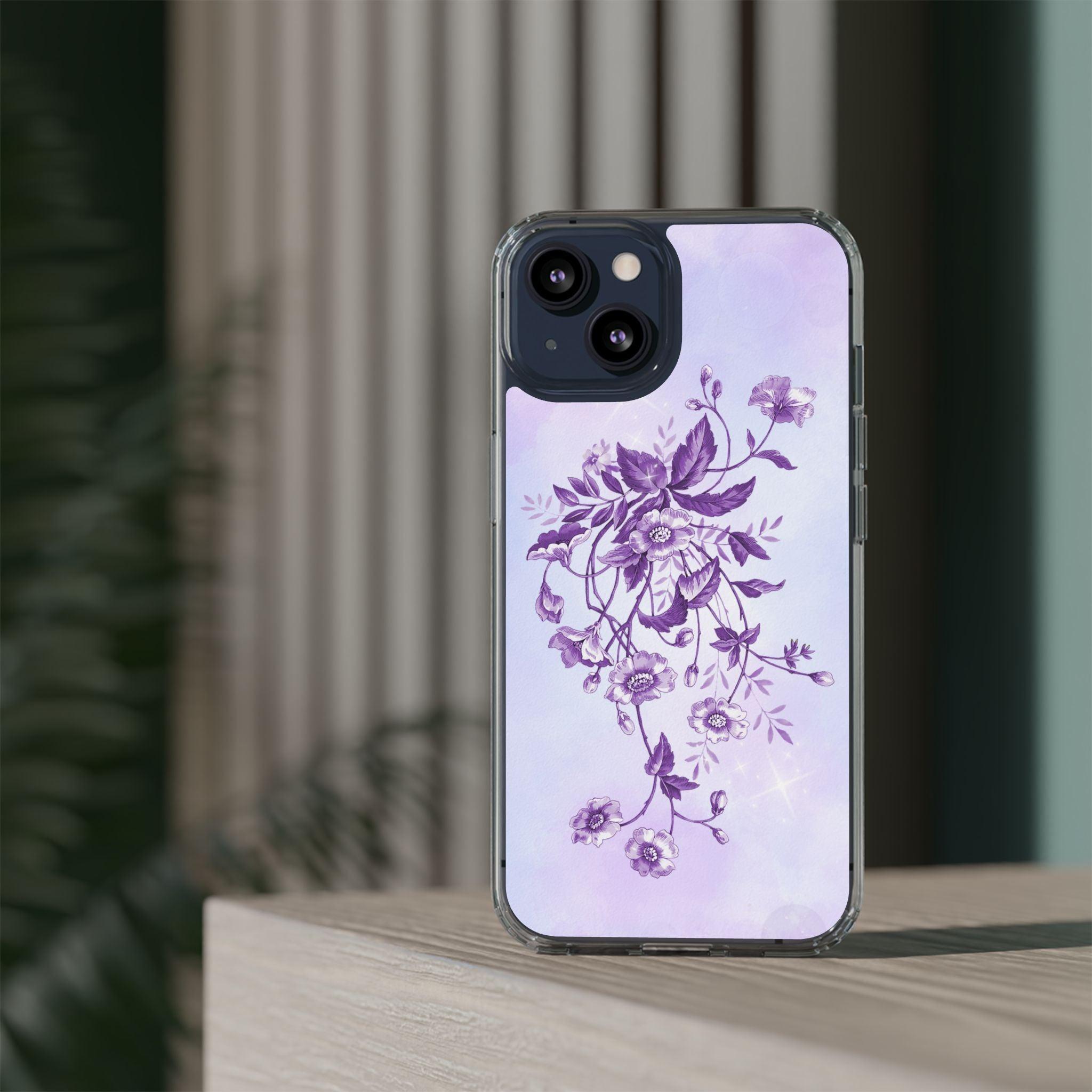 Floral design In Purple Clear Cases