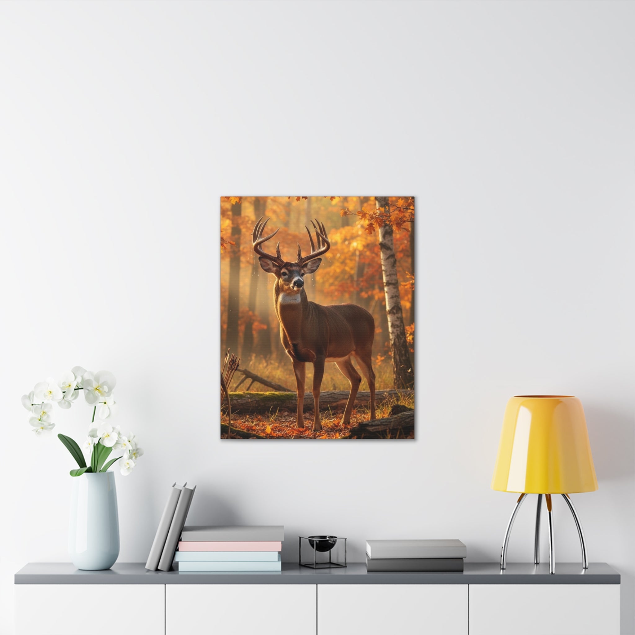 Autumn Forest Buck Canvas Wall Art — Stretched Deer Print