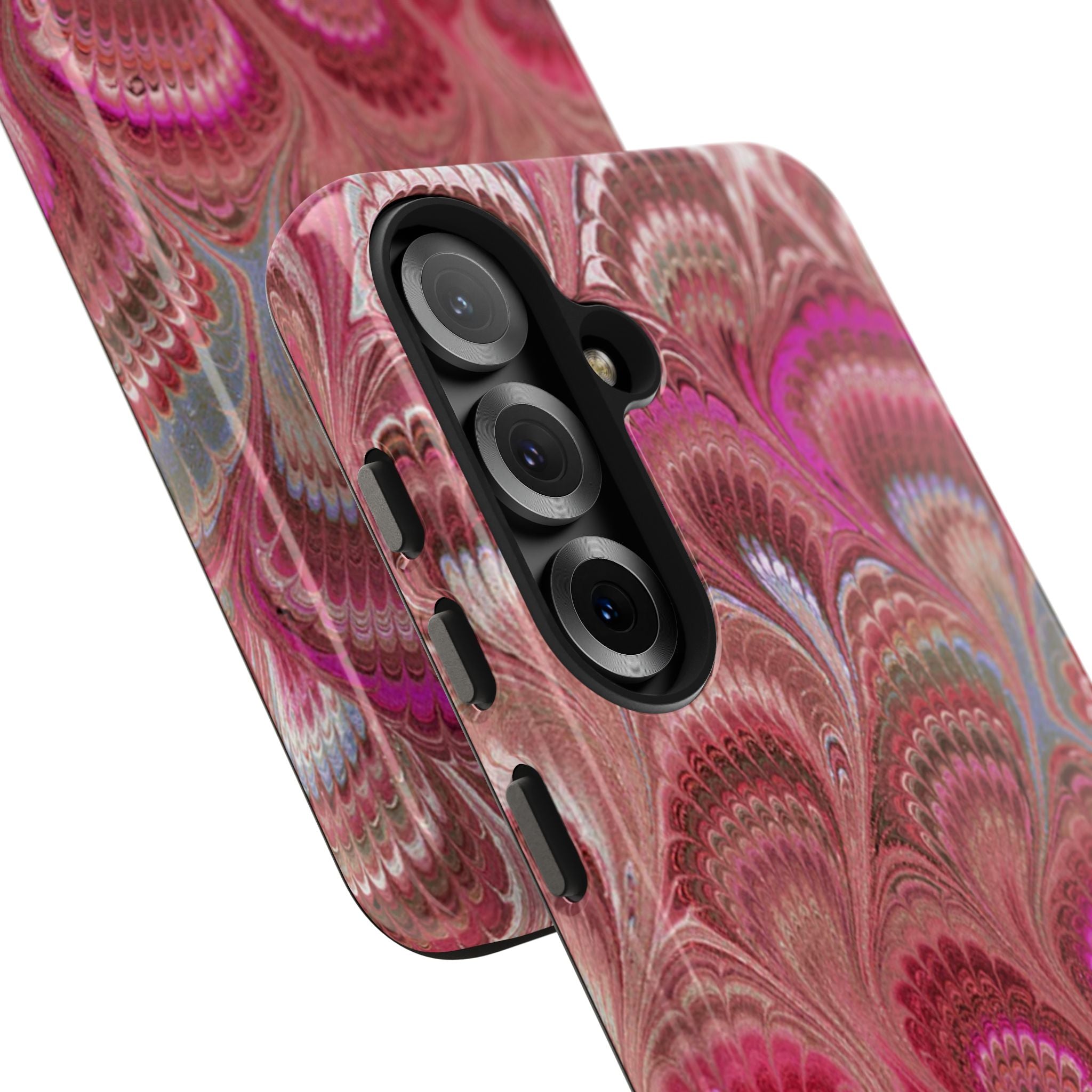 Pink Peacock Marble Italian Tough Phone Case — Durable Marbled Phone Case