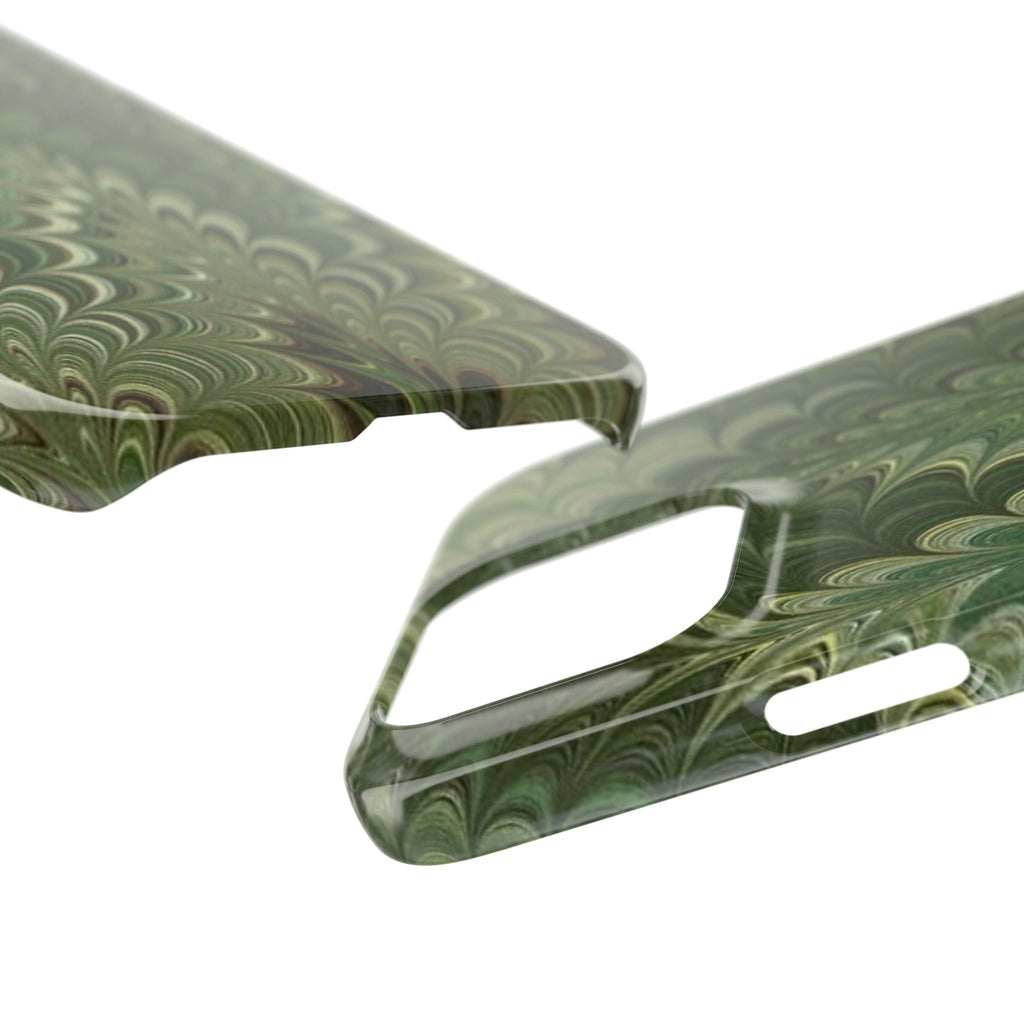 Deep Green Cheveron Marbled Phone Case - Single Layer Slim Case