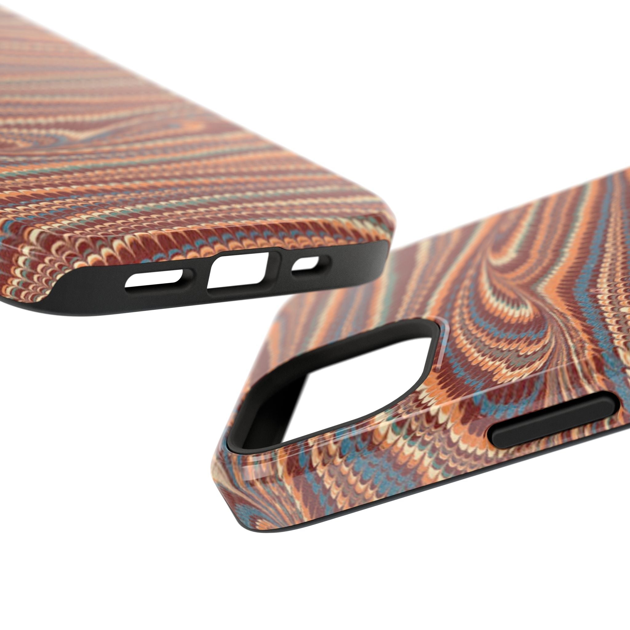 Neutrals Burgundy, Beige, Rust Hues Italian Vintage Marble Design Phone Case for Apple + Samsung