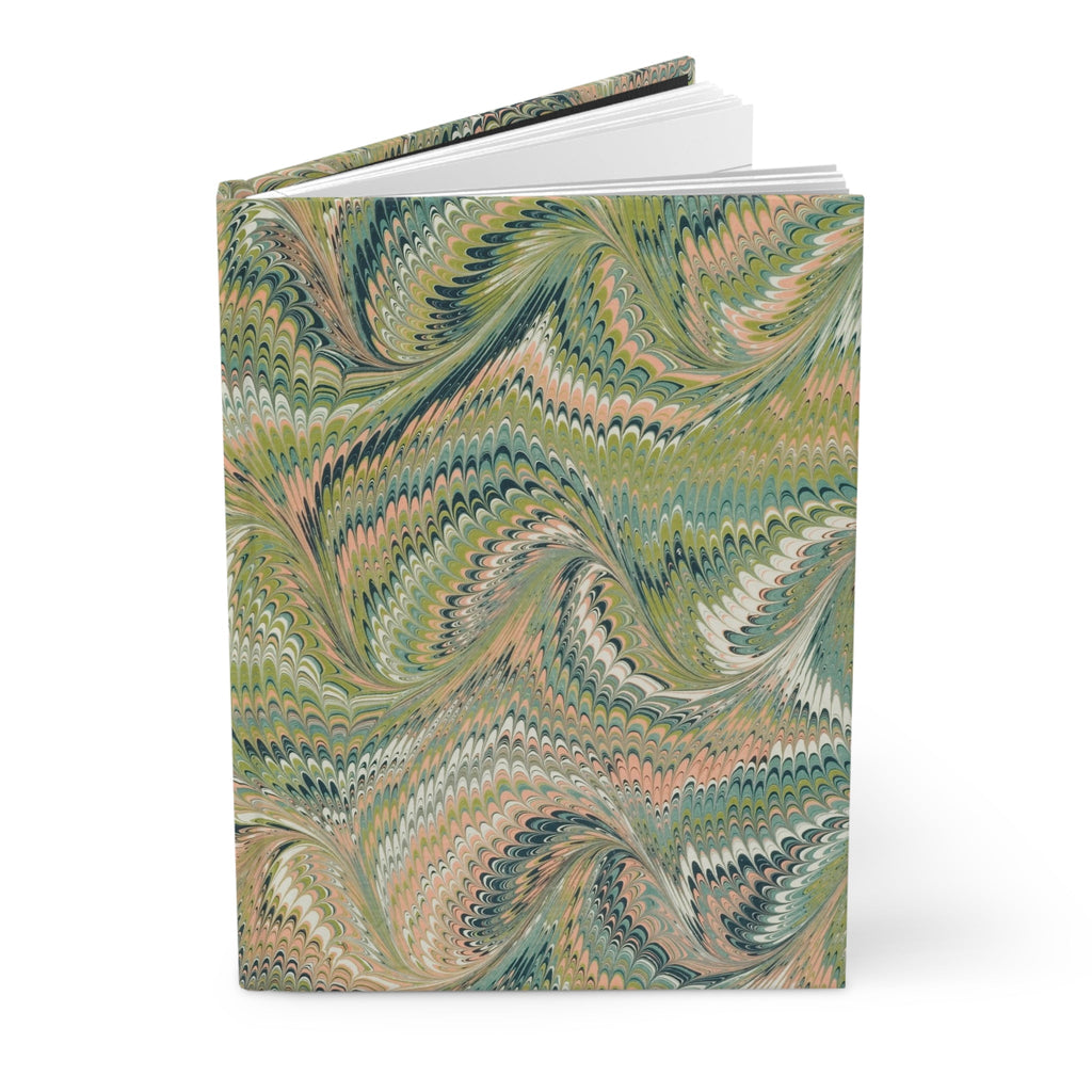 Green Italian Feather Swirled Marble Design on Hardcover Journal Matte