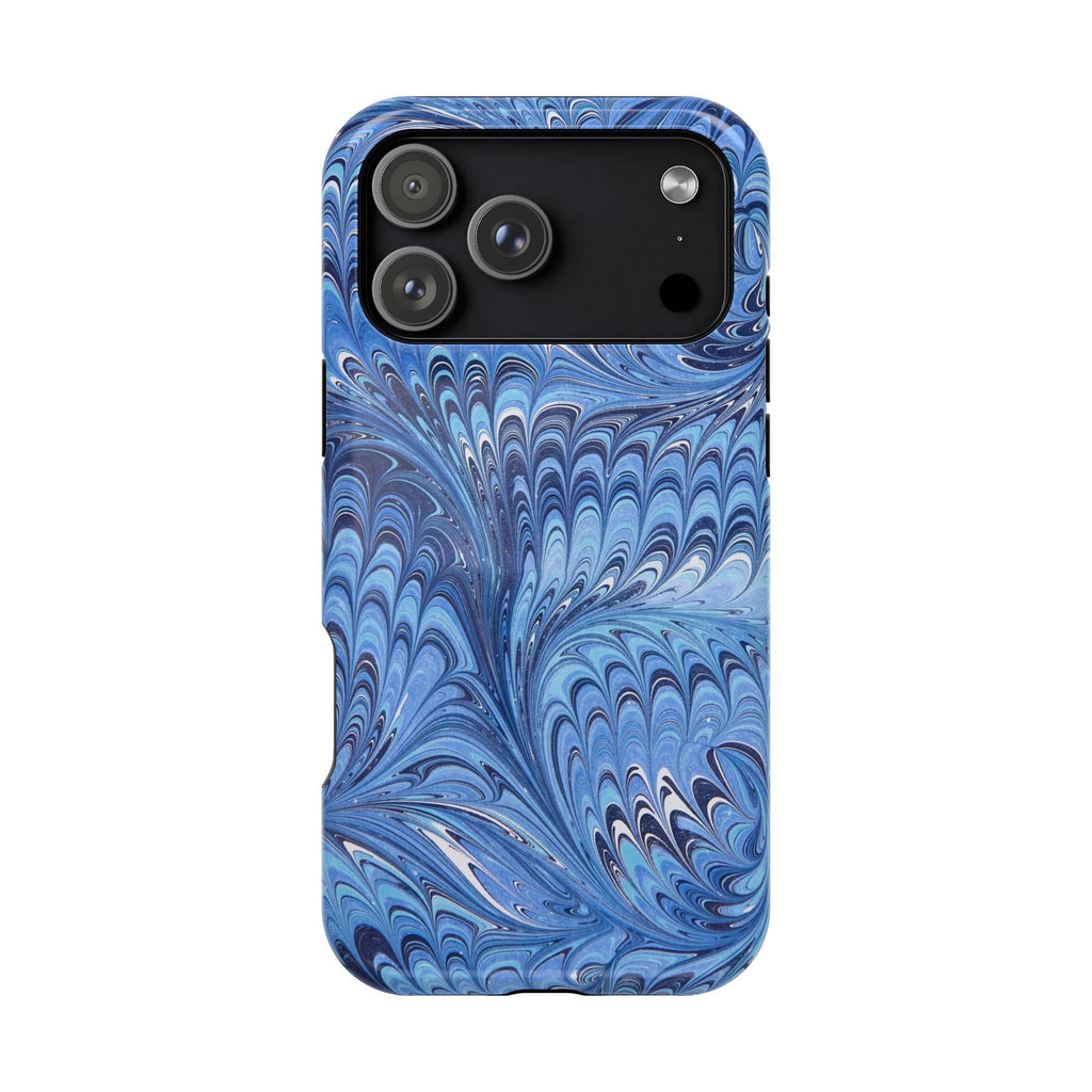 Deep Blue Marbled Swirl Magnetic MAG SAFE Phone Case - Dual Layer
