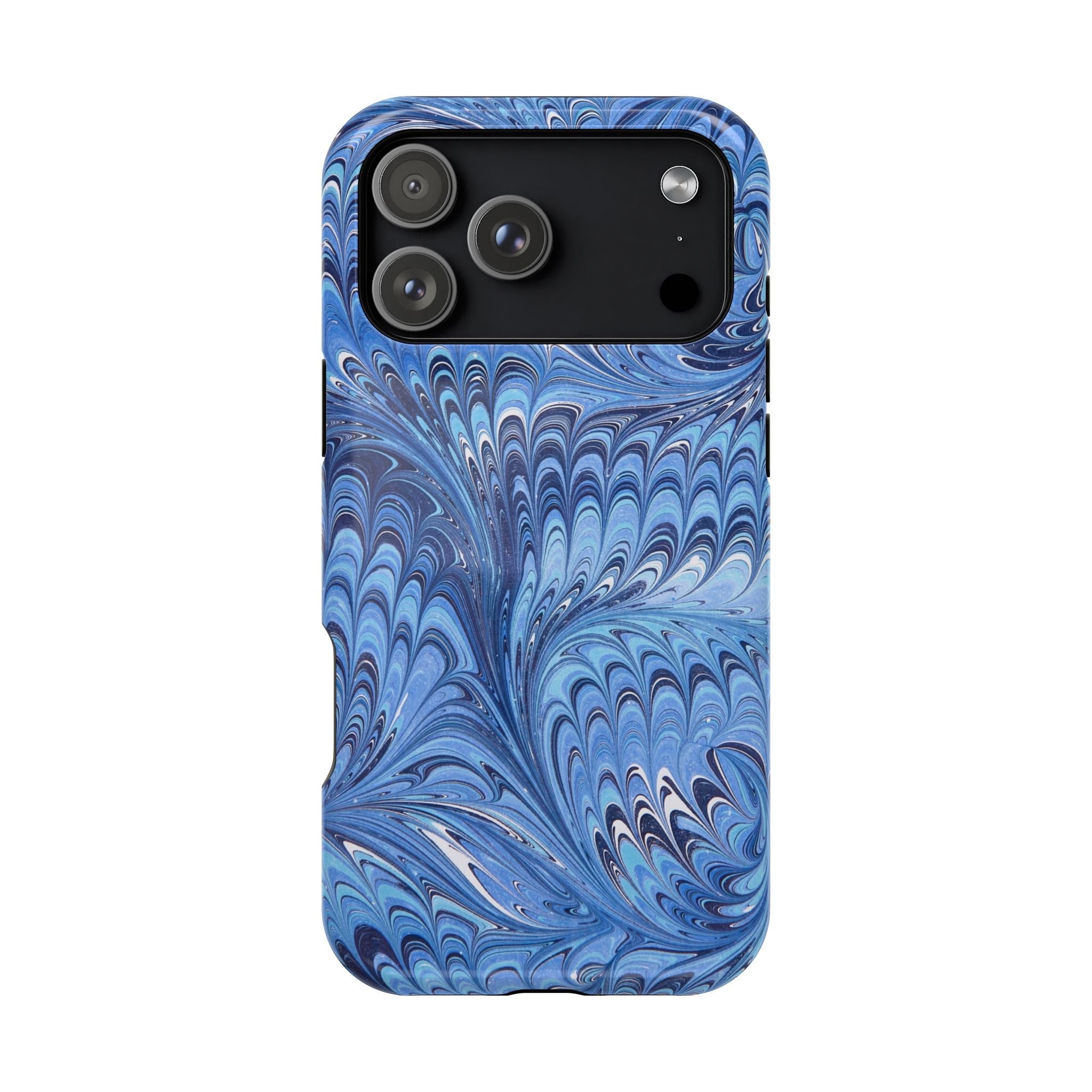 Deep Blue Marbled Swirl Magnetic MAG SAFE Phone Case - Dual Layer