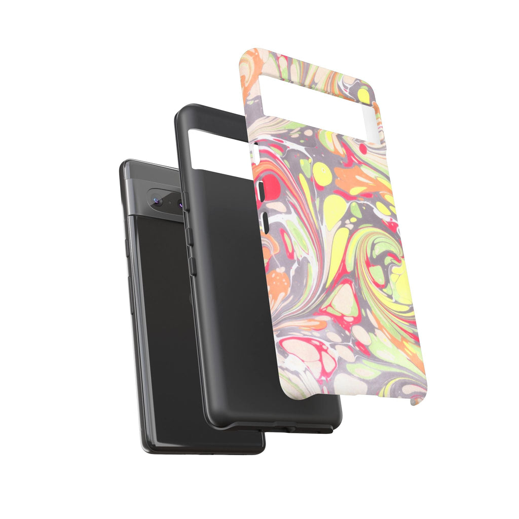 Yellow and Pink Swirl Marbled Italian Phone Case - Dual Layer - Matte or Glossy