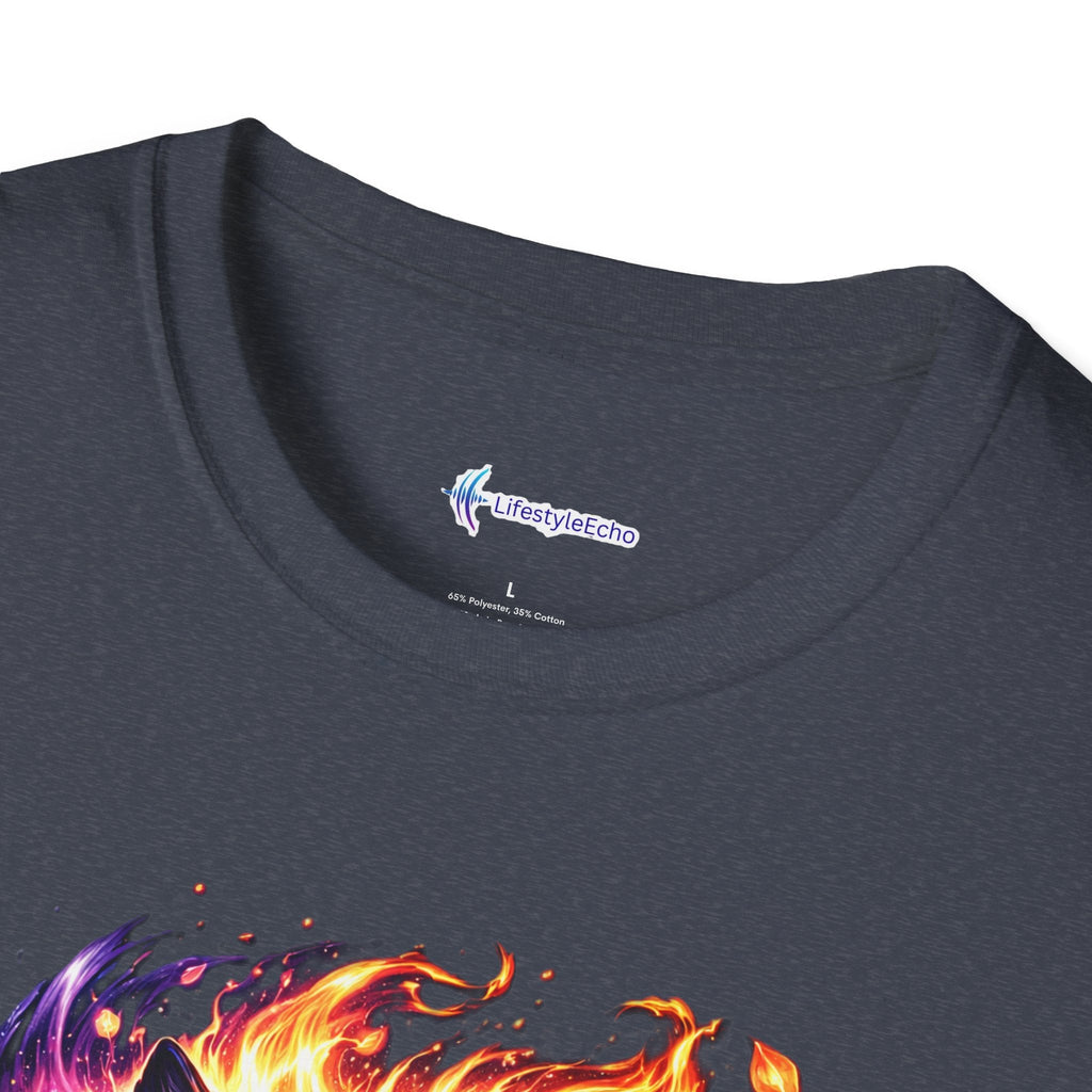 Cosmic Fire Wolf T-Shirt — Vibrant Mystic Wolf Graphic Tee