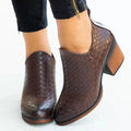 Chunky High Heel Martin Boots With Pointed Toe