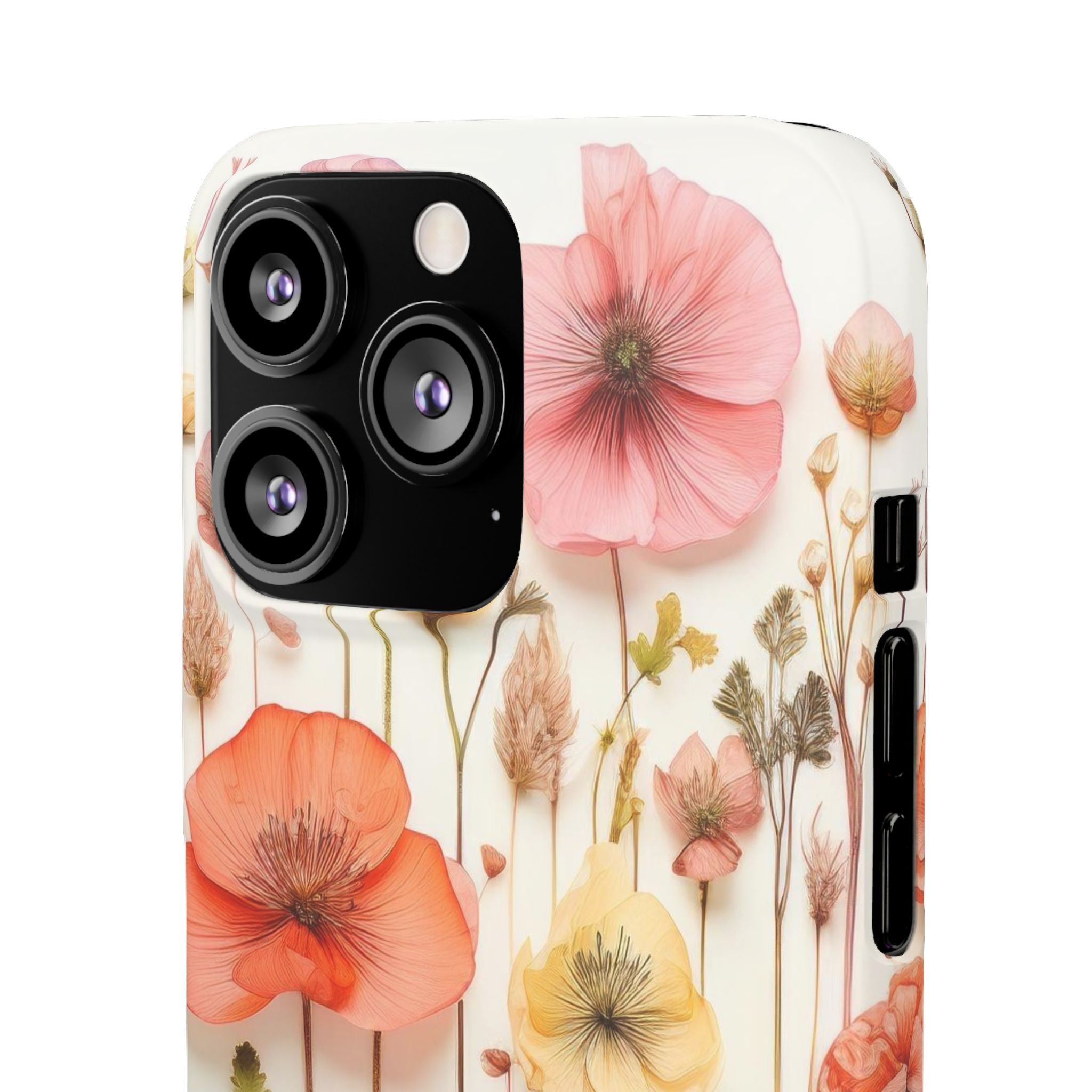 Pink Floral Pressed Flowers - Slim Case
