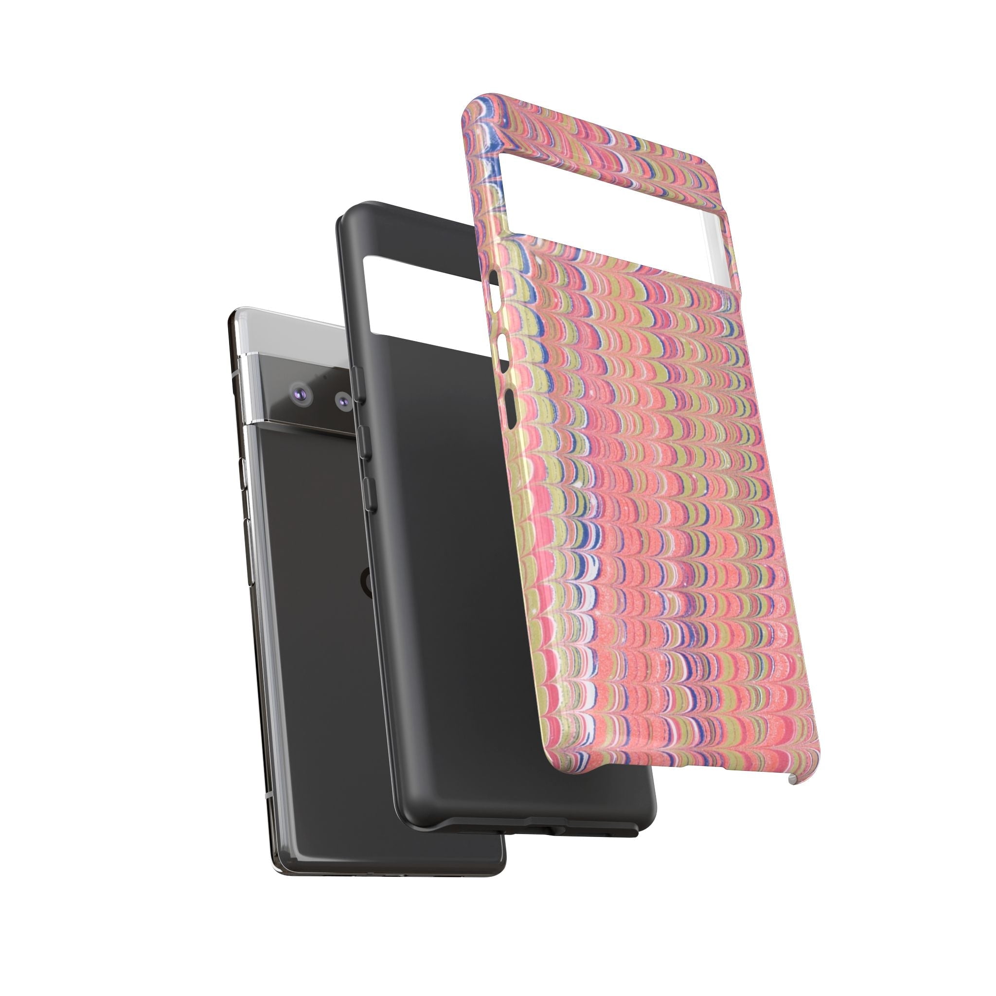 Pink Pastels Feather Marbled Vintage Design iPhone 16 + Samsung + Apple + Google - all models