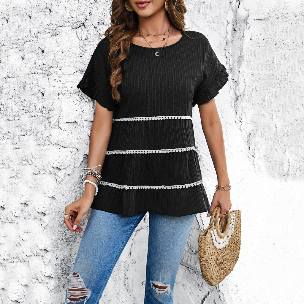 Spring and summer foreign trade casual loose short sleeved top
