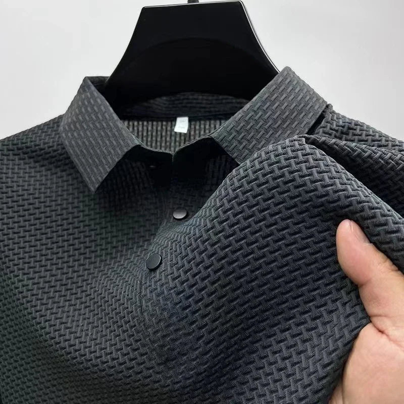 New Men’s Business Casual Bone Flower Polo – Effortless Style, All-Day Comfort