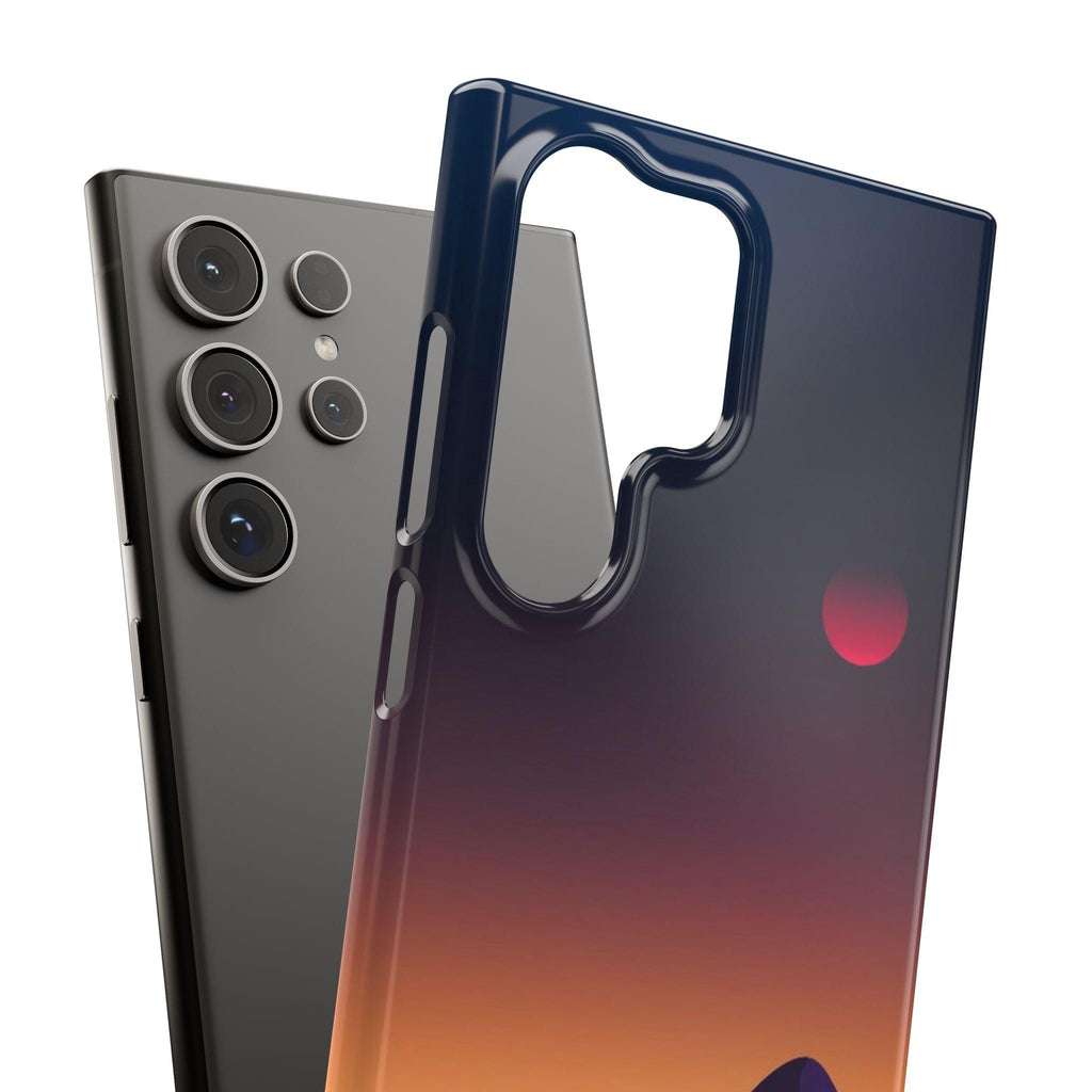 Samsung Soft Silicon Case with Minimalist Sunset Mountain Landscape Design