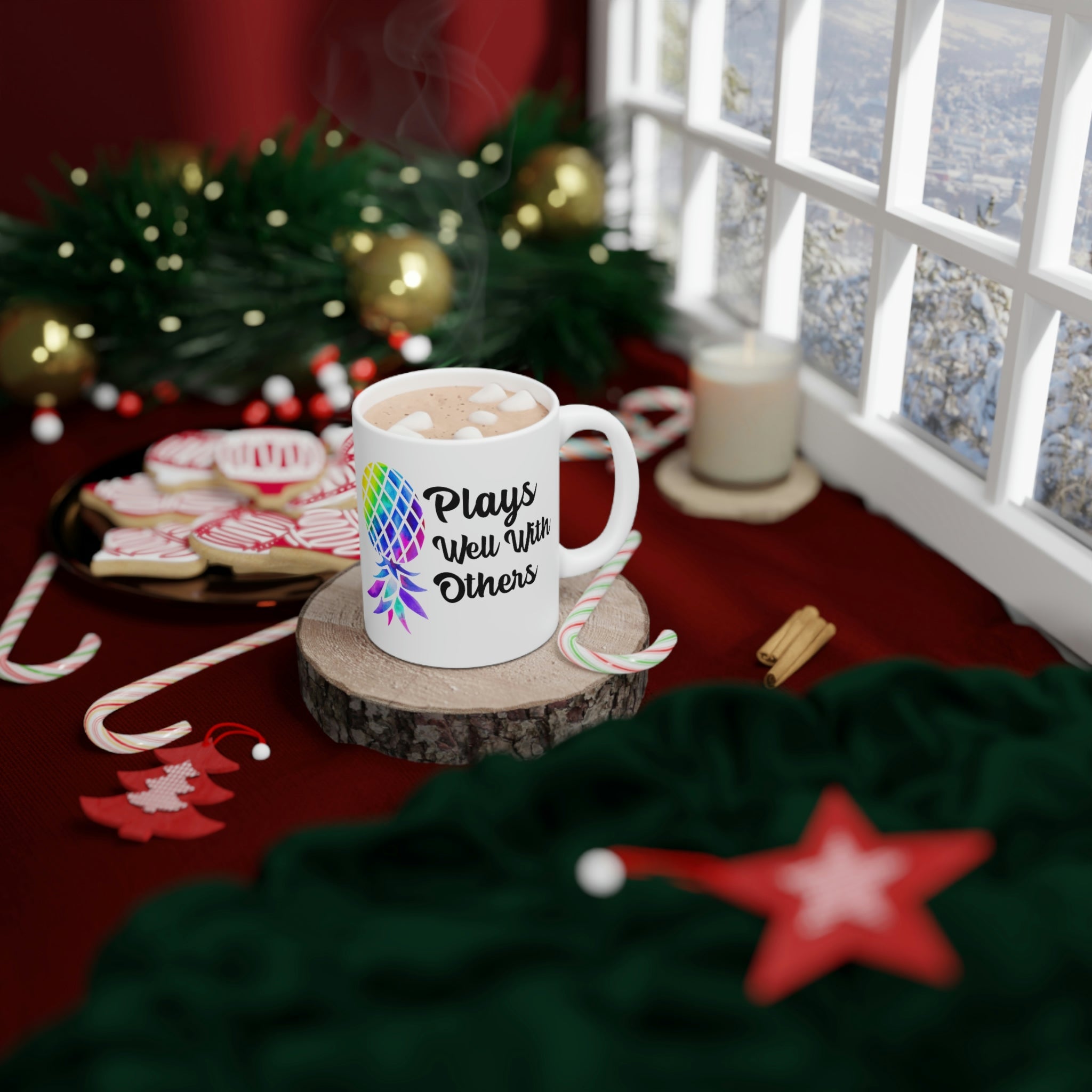 Upside Down Pineapple Plays Well With Others Swinger Mug