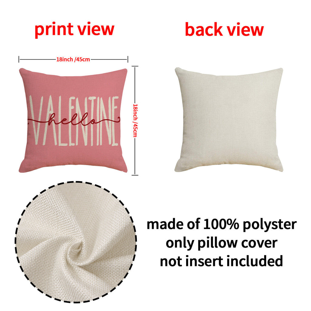 Love Heart Pillow Cover Valentine's Day Letter Printing Throw Pillowcase