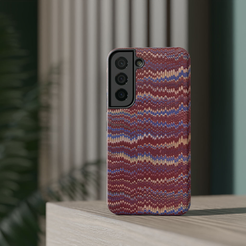 Burgundy and Blue Hues Italian Vintage Marble Design Phone Case for Apple + Samsung