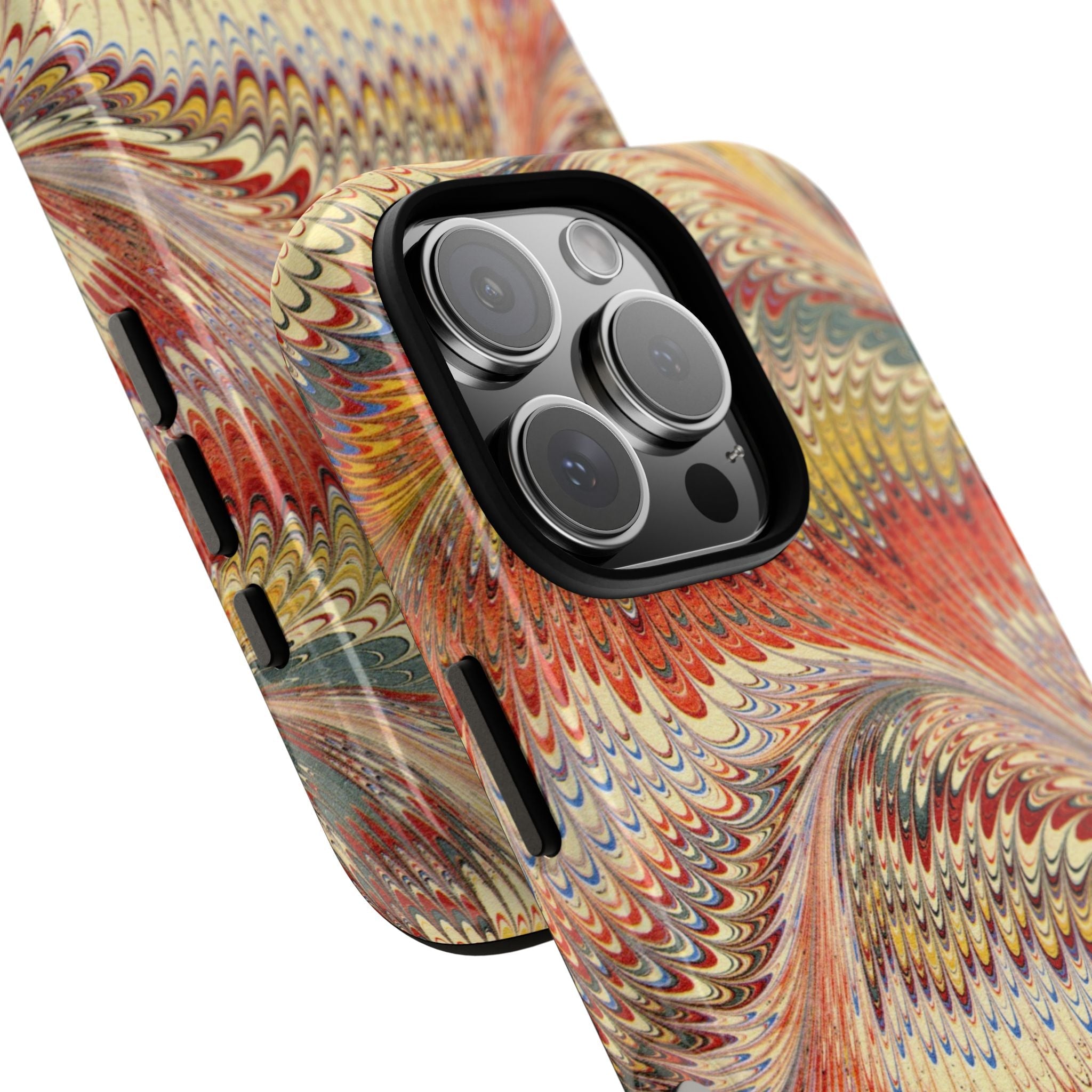 Orange, Rust, + Gold Marbled Phone Case - Dual Layer Phone Cover