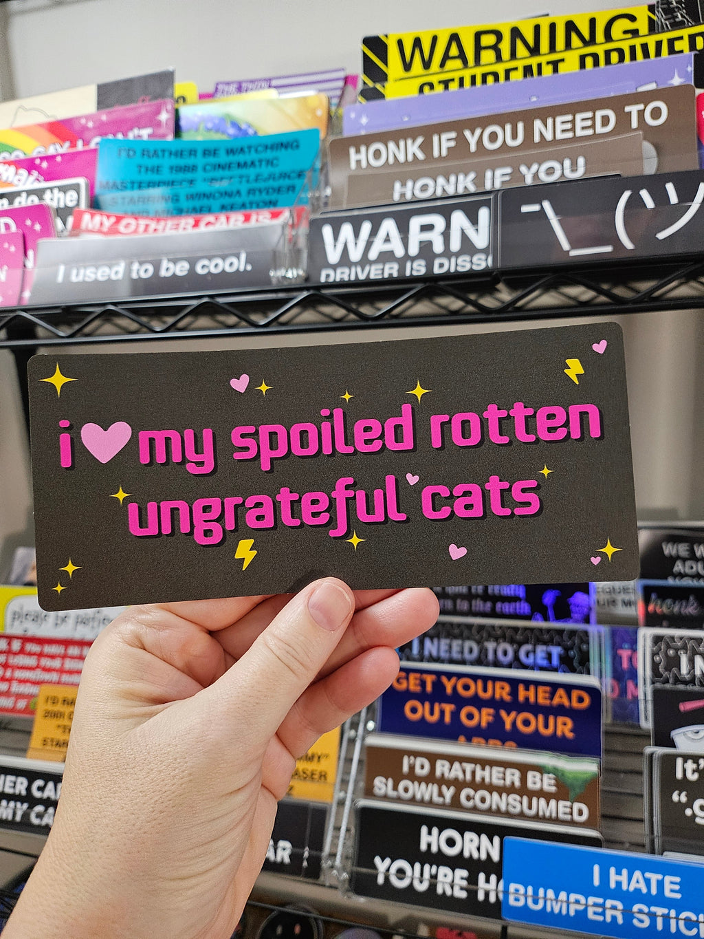 I Love My Spoiled Rotten Ungrateful Cats 7" Funny Bumper Sticker