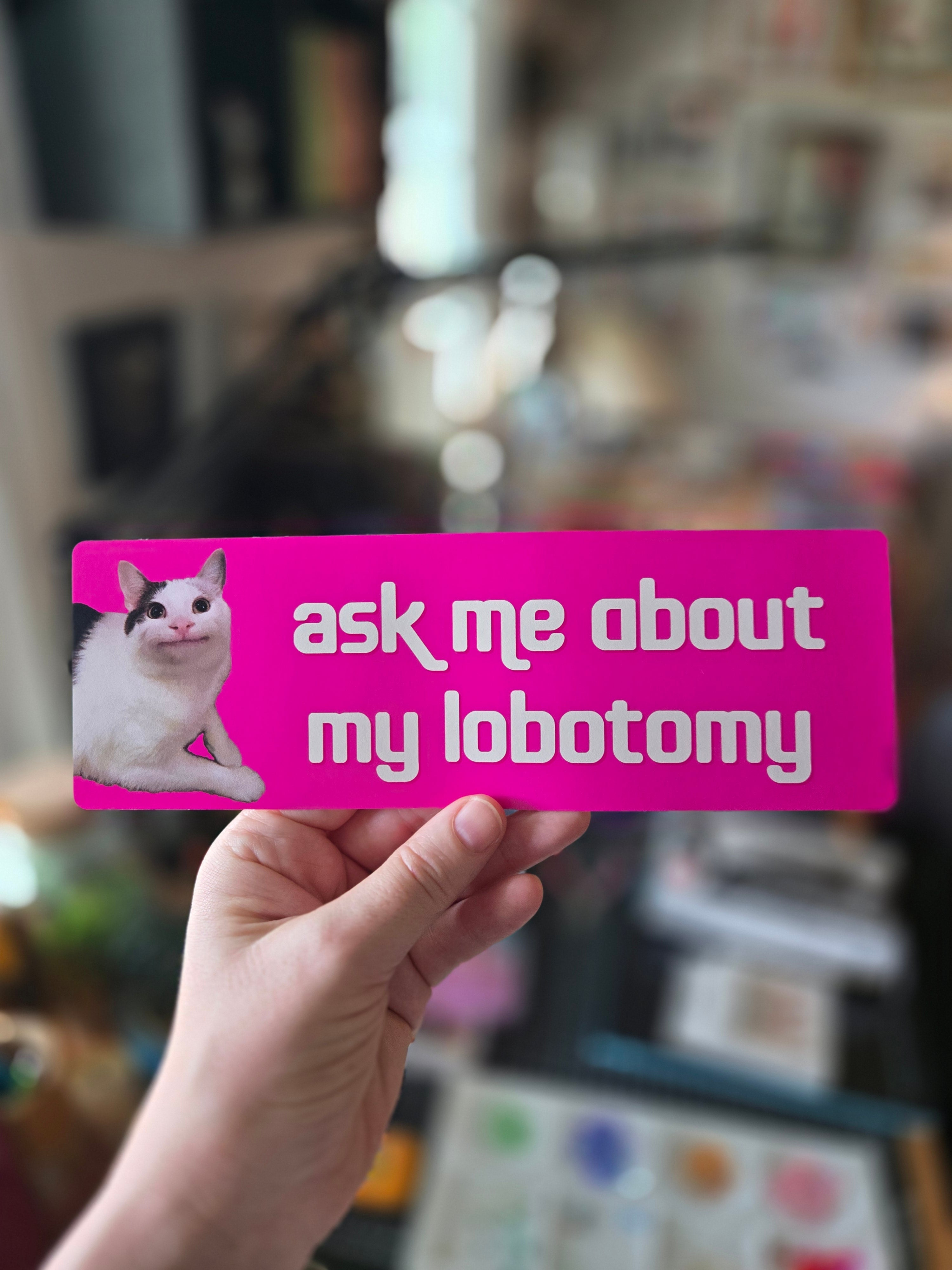 Ask Me About My Lobotomy Funny Bumper Sticker