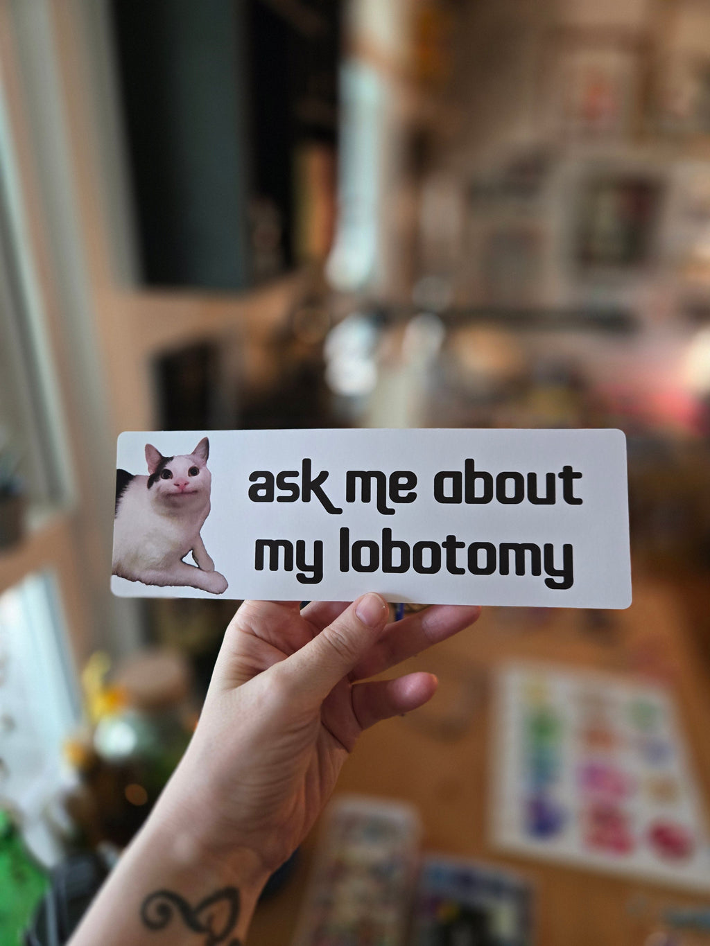Ask Me About My Lobotomy Funny Bumper Sticker