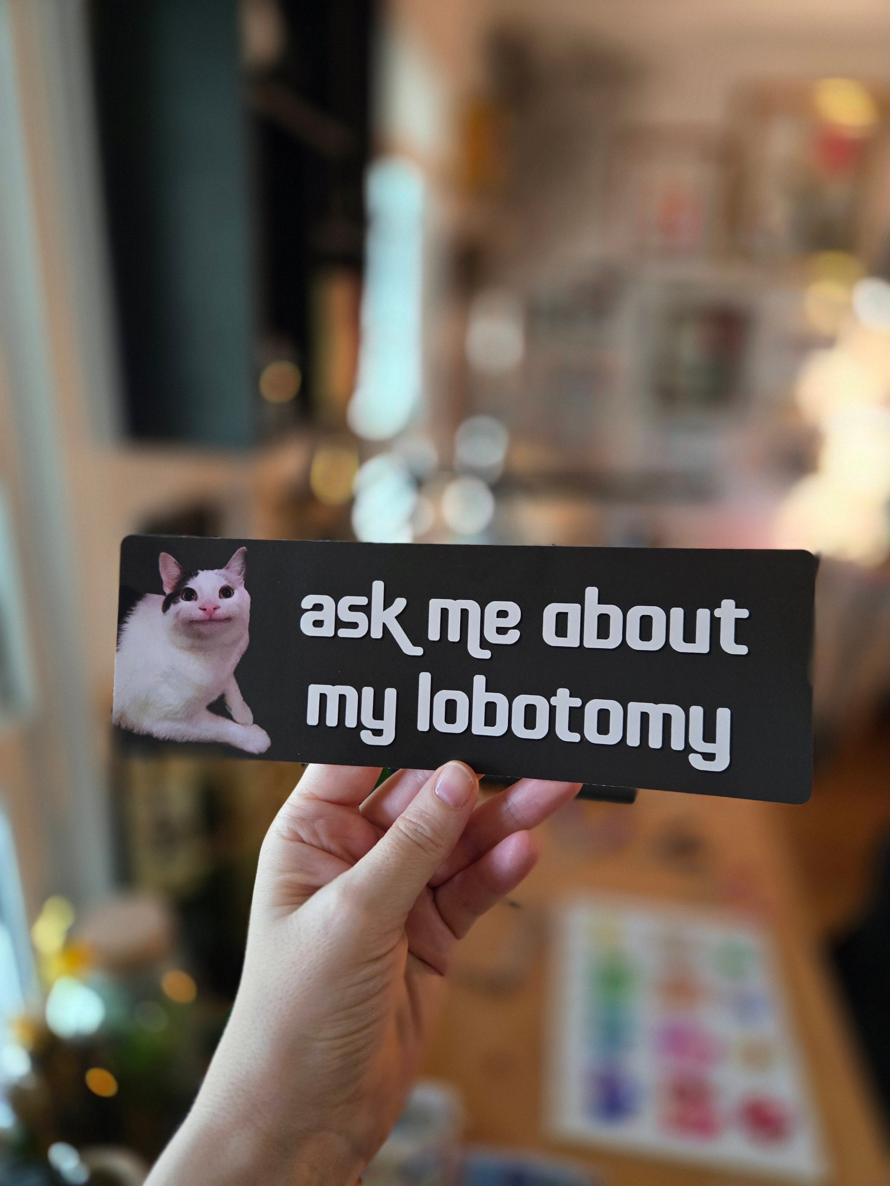 Ask Me About My Lobotomy Funny Bumper Sticker