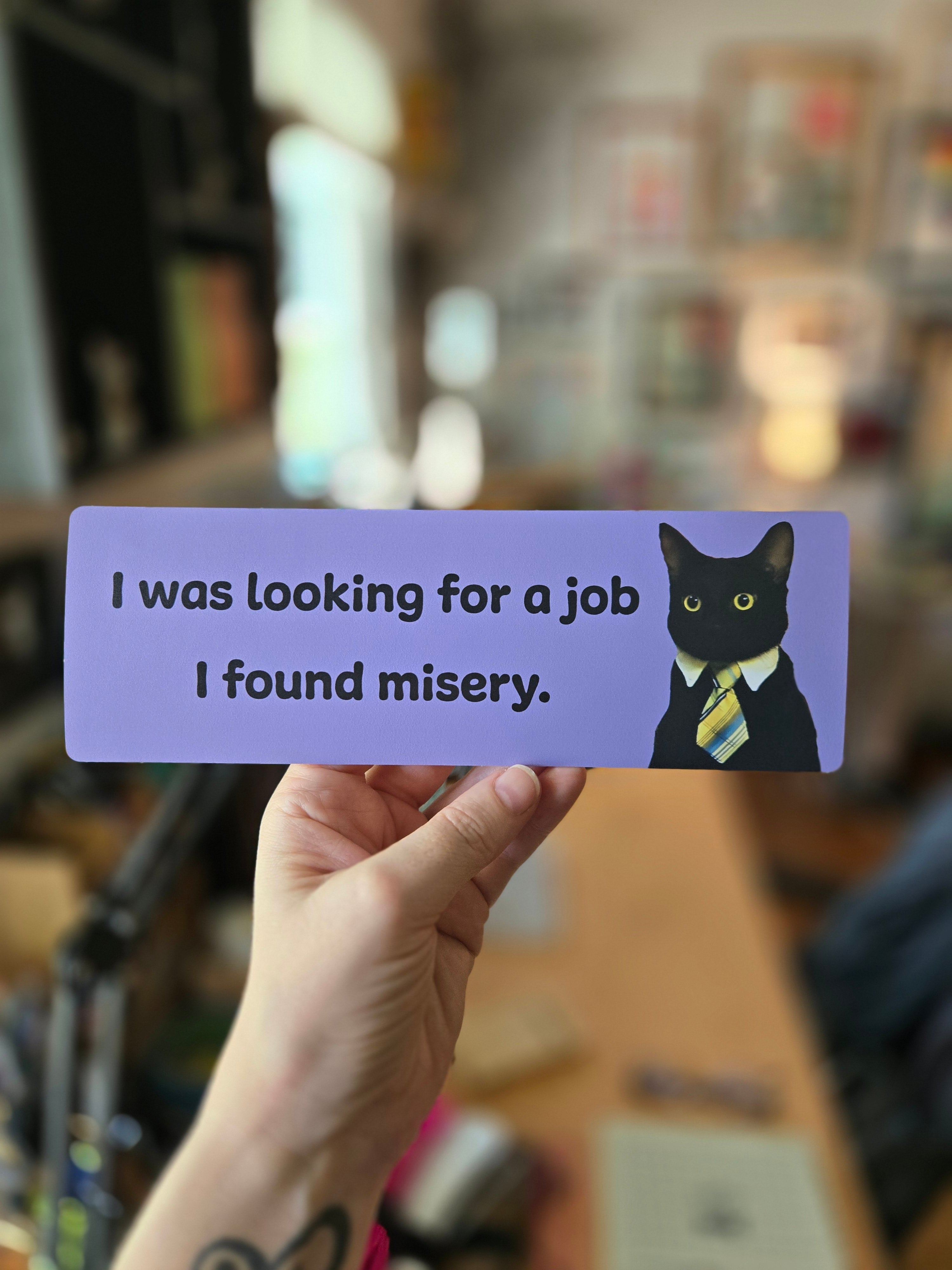 I Was Looking for a Job, I Found Misery 9" Funny Bumper Sticker