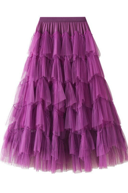Miss Sparkling | Tiered Chiffon Midi Skirt