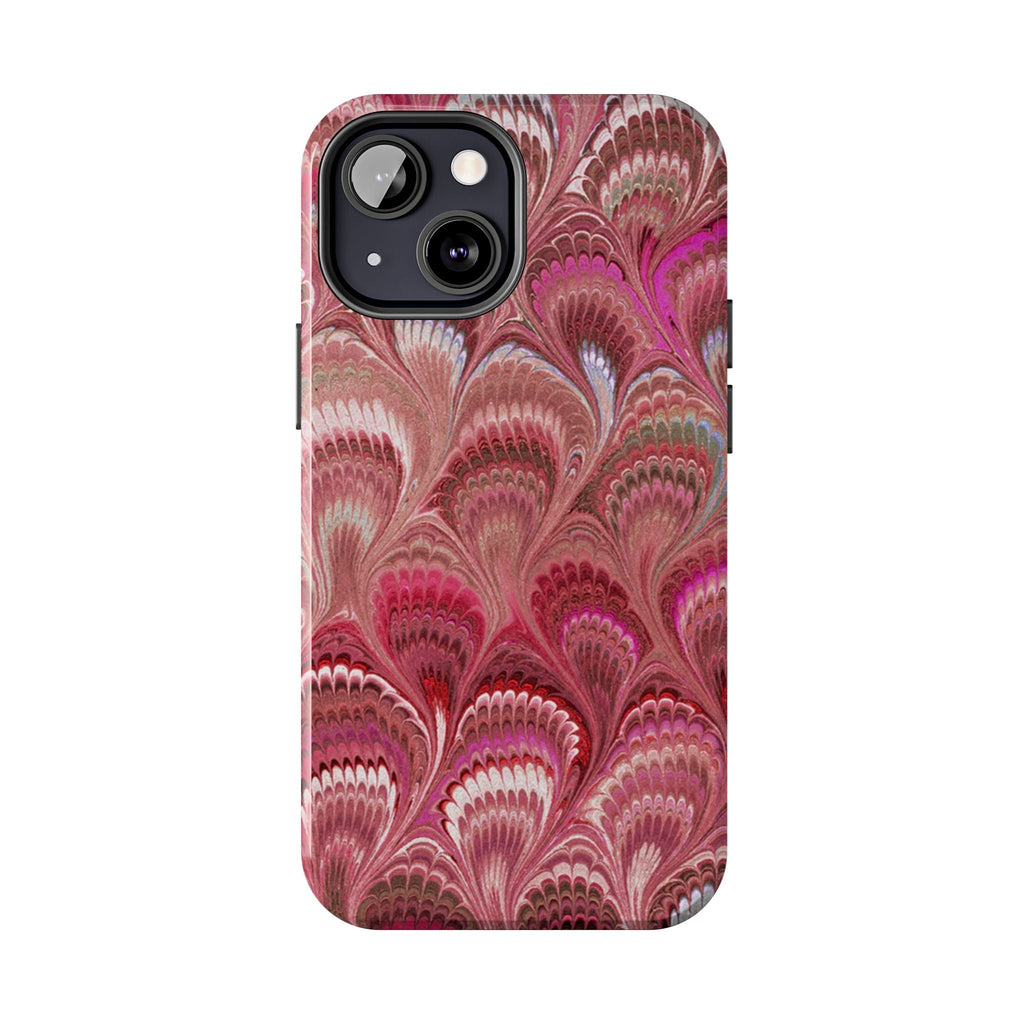 Pink Peacock Marble Italian Tough Phone Case — Durable Marbled Phone Case