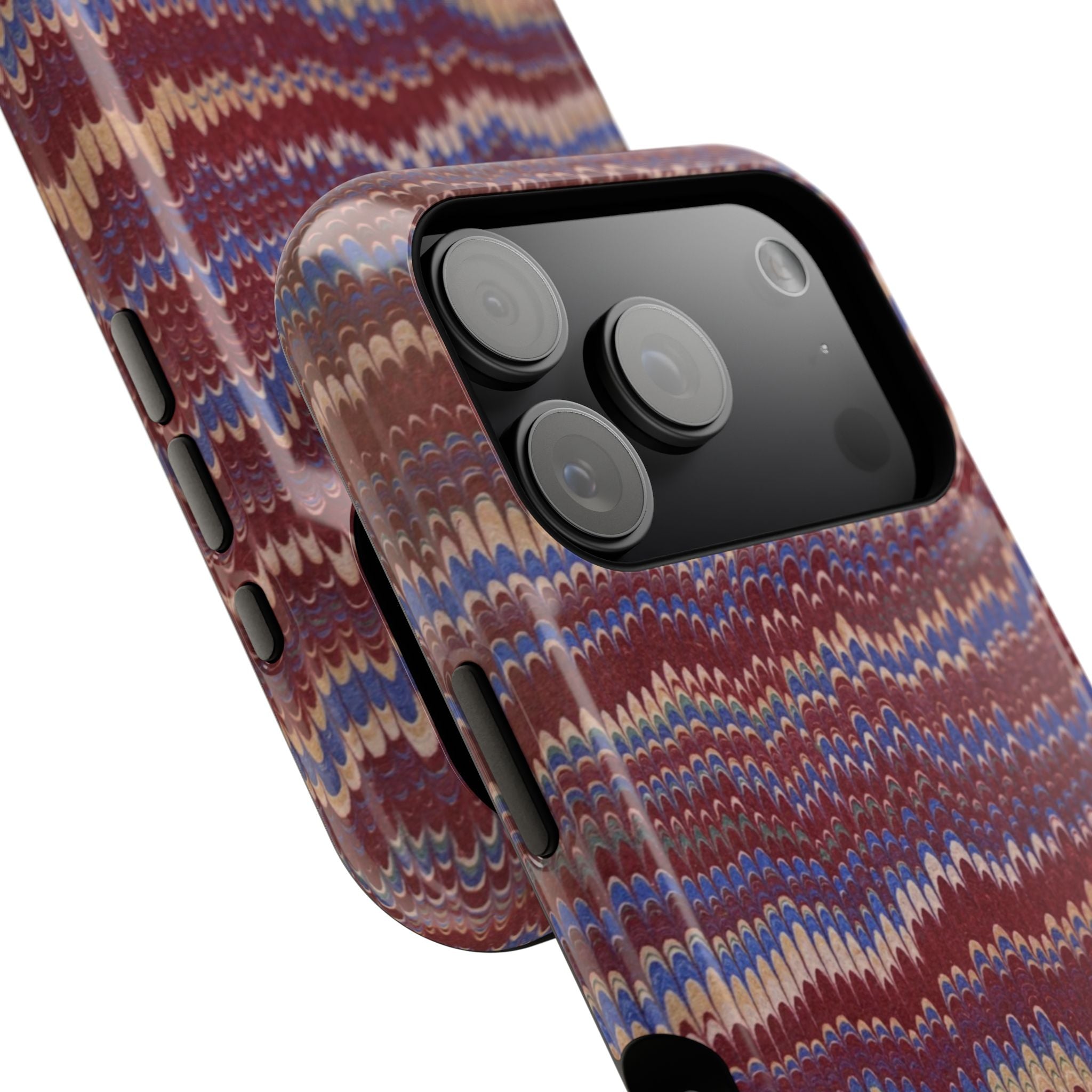 Burgundy and Blue Hues Italian Vintage Marble Design Phone Case for Apple + Samsung