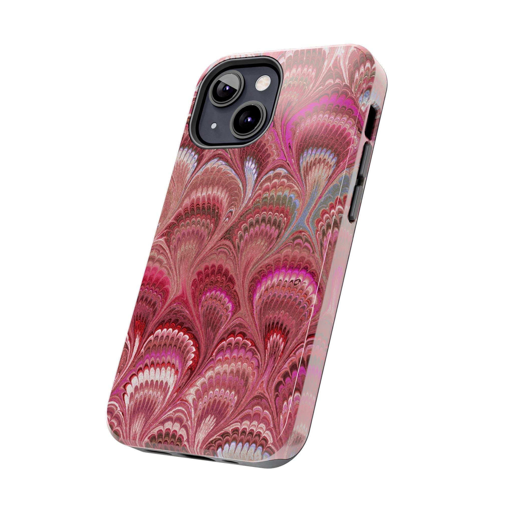Pink Peacock Marble Italian Tough Phone Case — Durable Marbled Phone Case