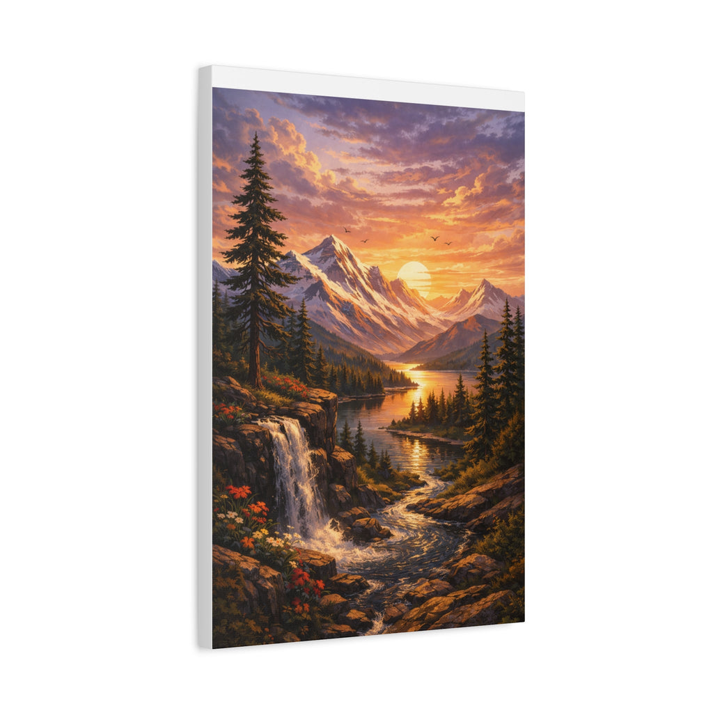 Sunset Mountain Landscape Canvas Print — Stretched Matte Wall Art