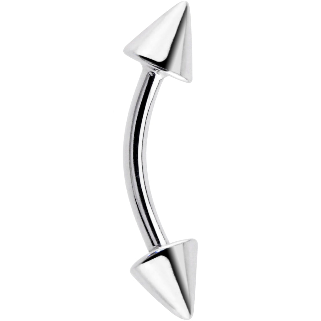 Solid 14k White GOLD CONE Eyebrow Ring 16G 5/16 3mm