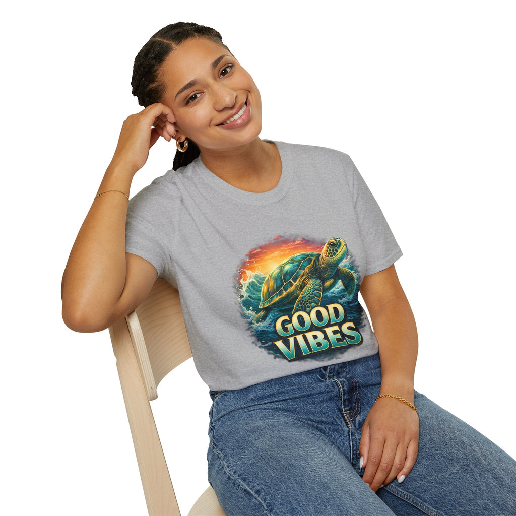 Sea Turtle 'Good Vibes' T-Shirt — Coastal Summer Surf Tee